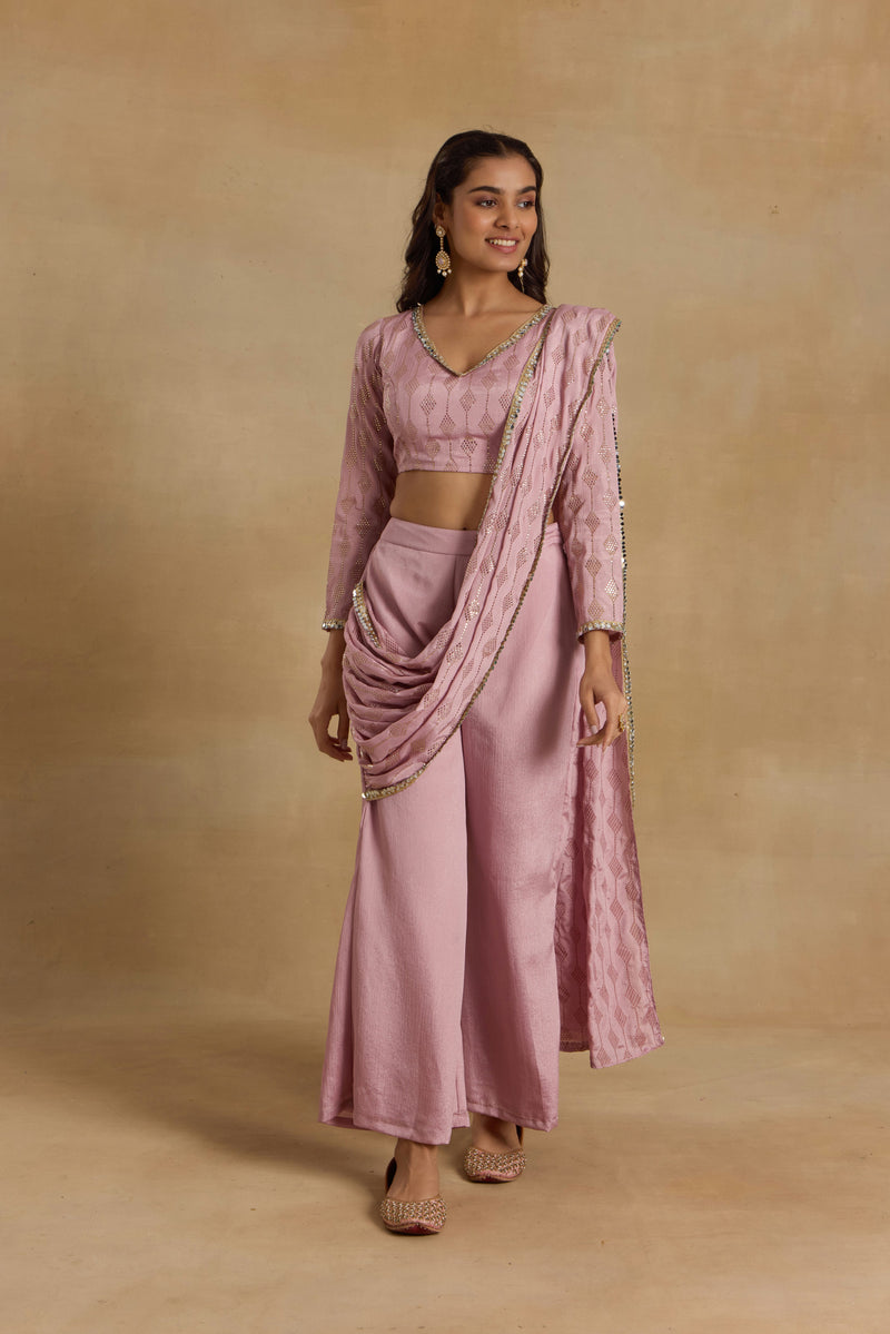 Alaya Heer Lilac Ready To Wear Pant Sari Set