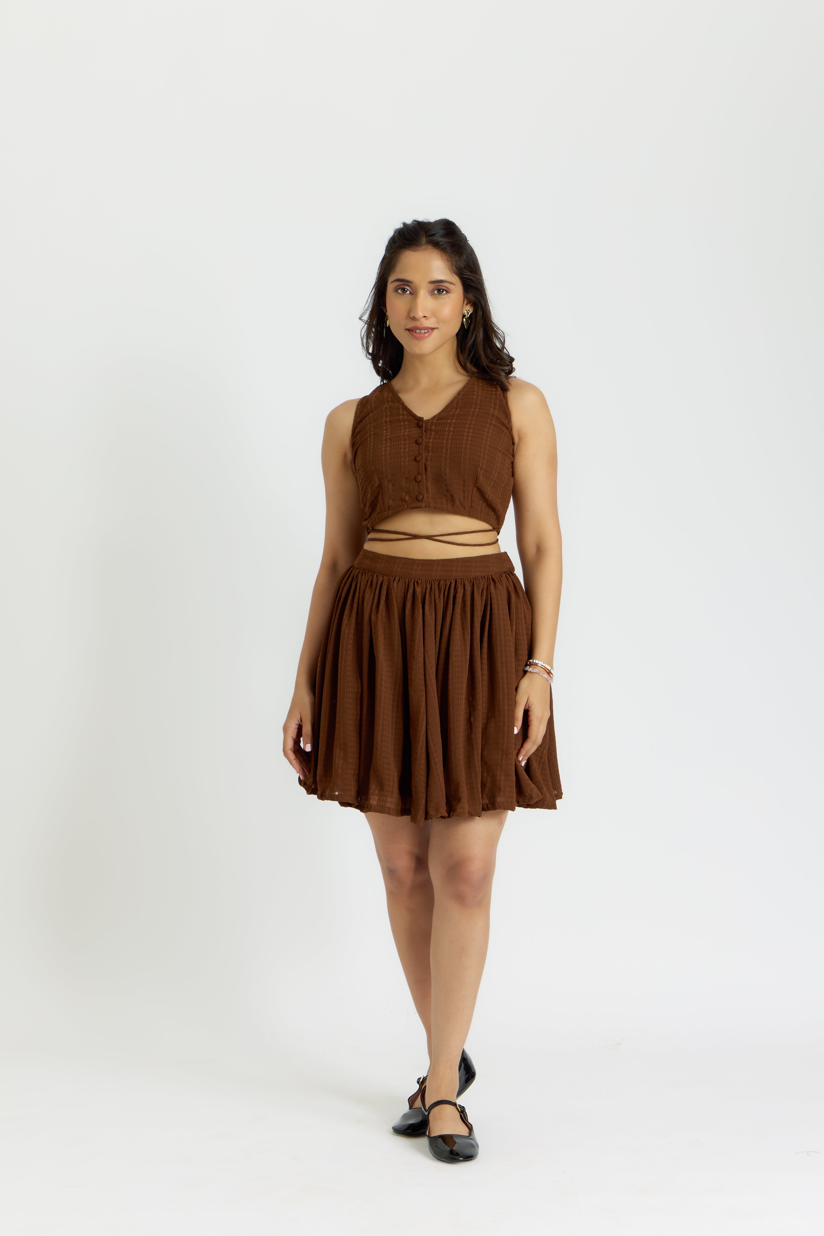 alaya Cairo Espresso Flared Skirt