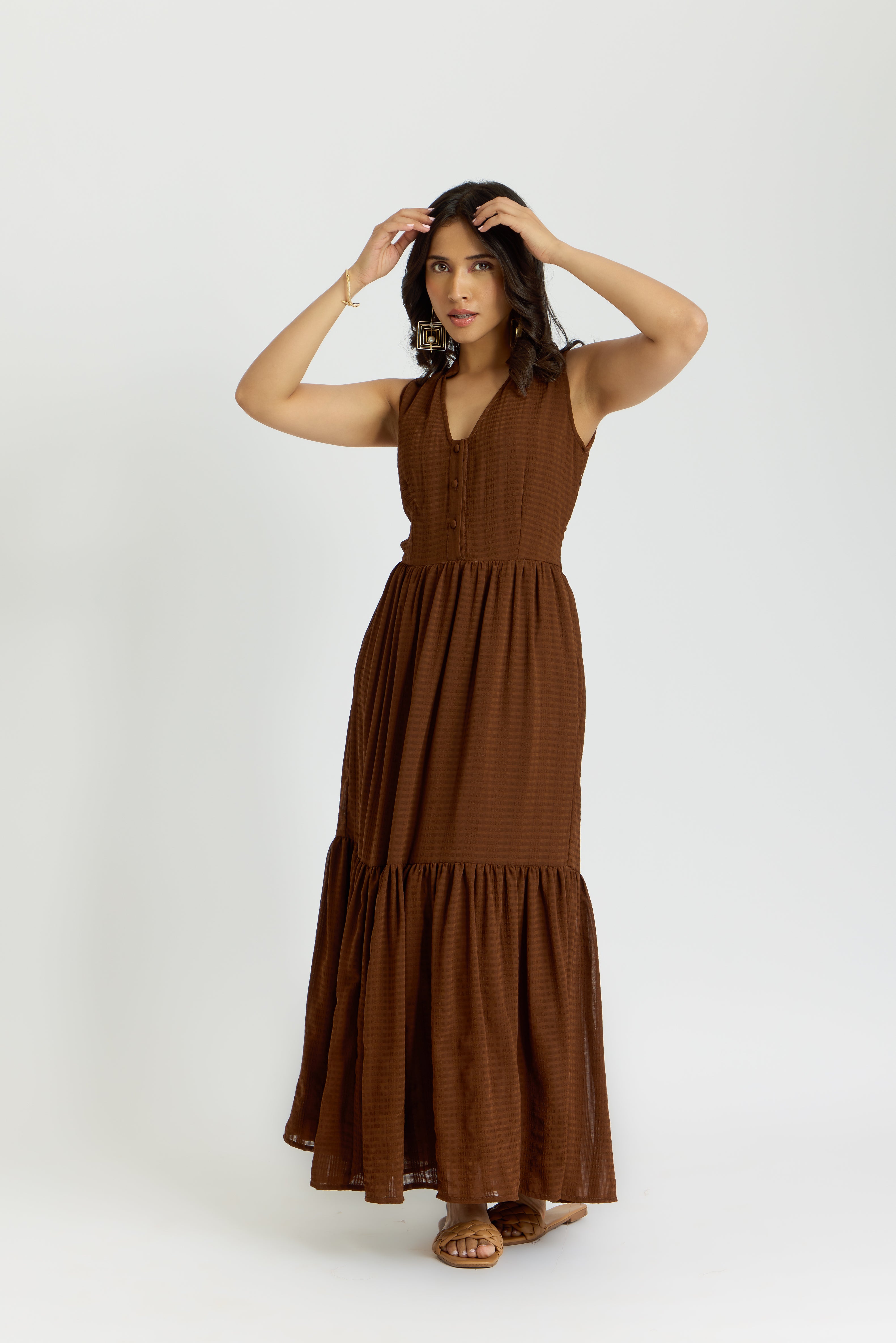 Alaya Cairo Mocha Long Dress