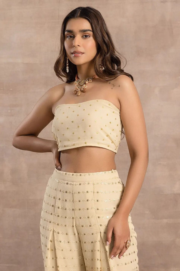 Astoria Champagne Floral Sequin Tube Top