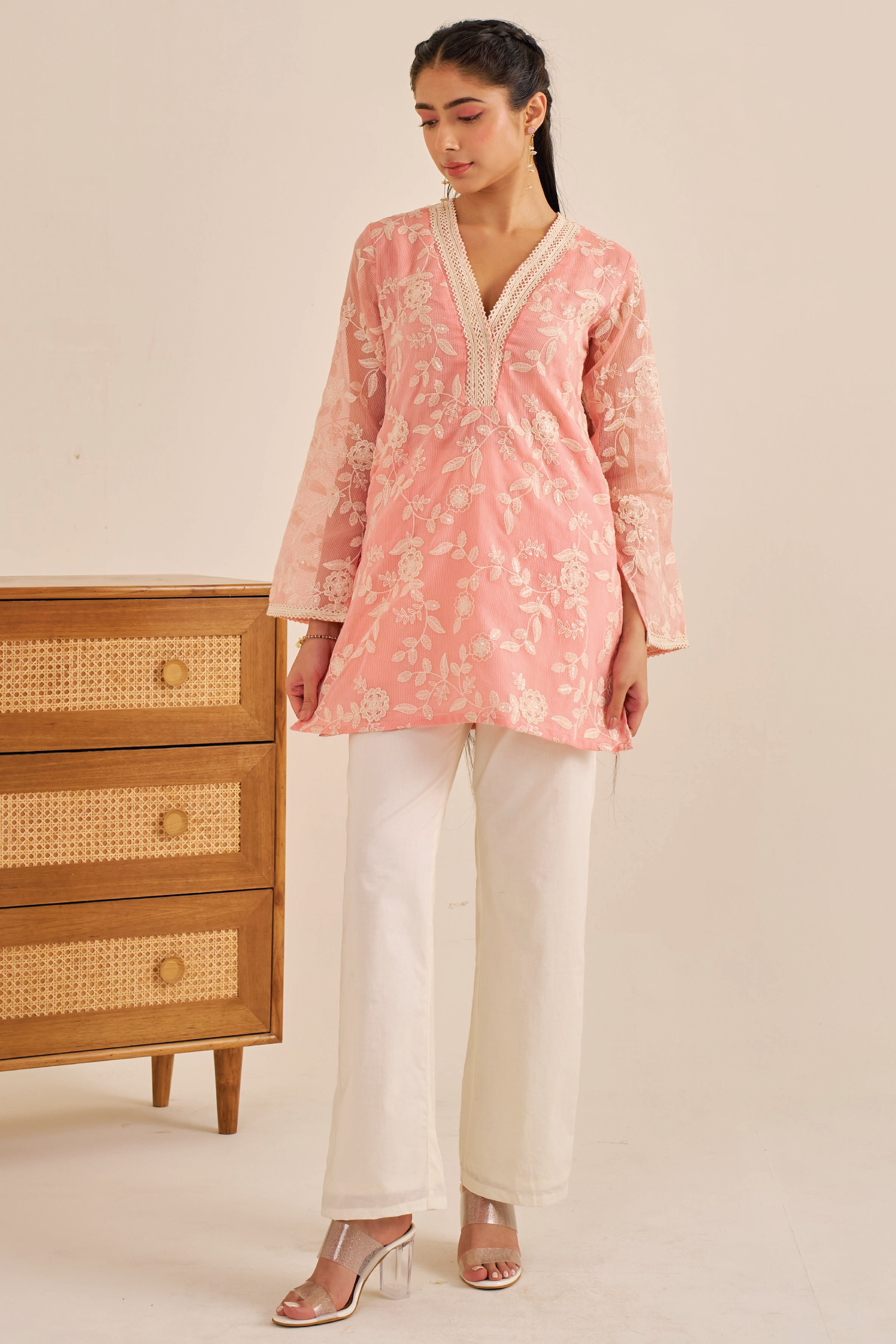 Alaya Meher Soft Pink Flared Kurta Set