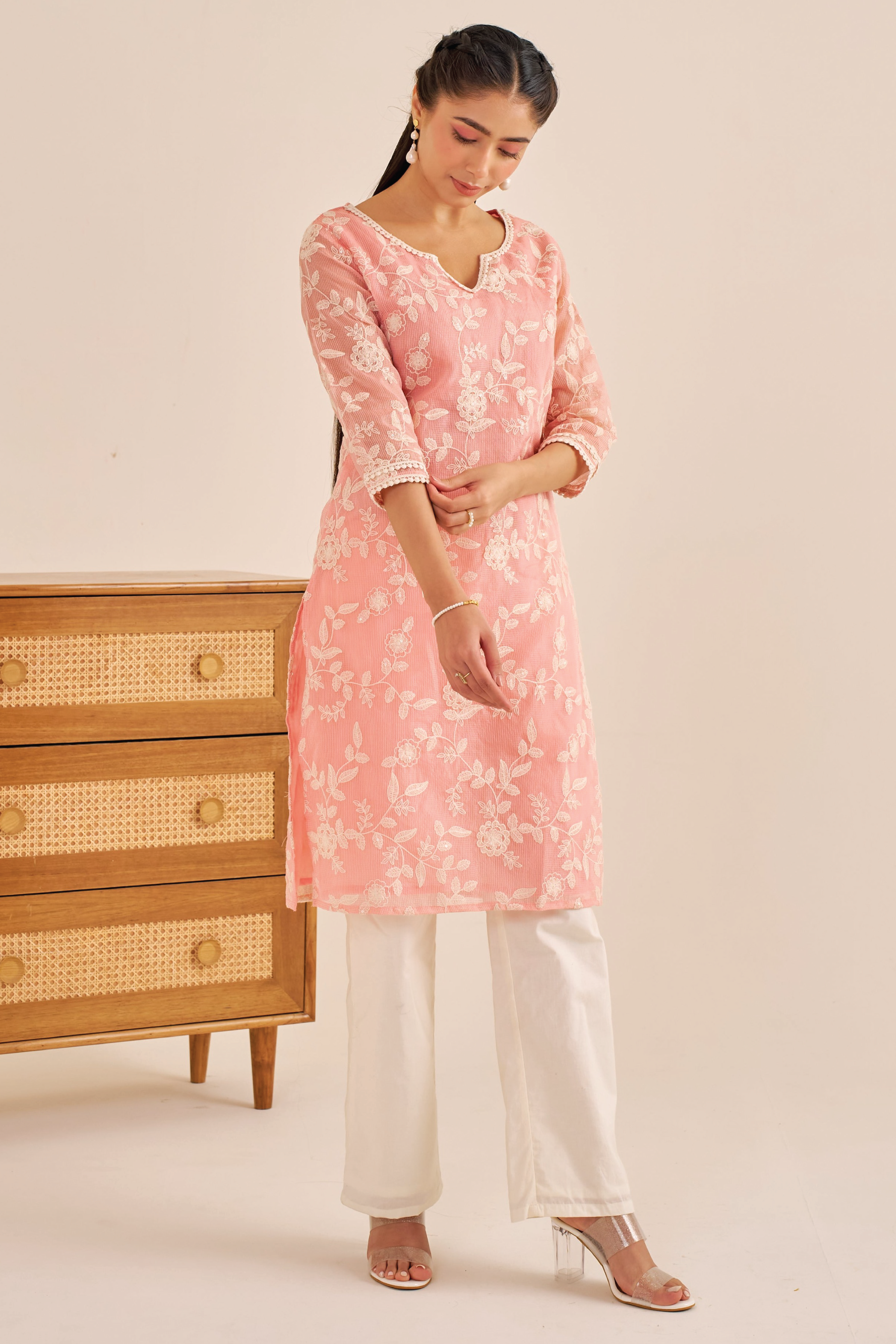 Alaya Meher Soft Pink Classic Kurta Set