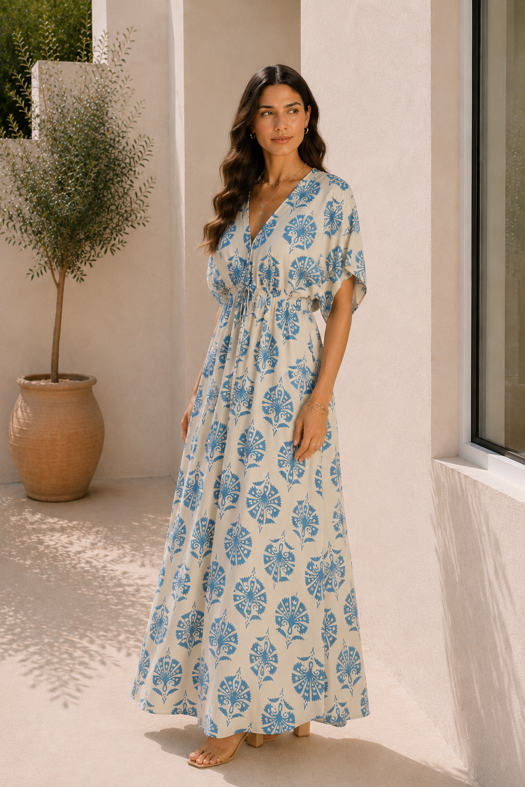Amalfi Blue Print Maxi Dress