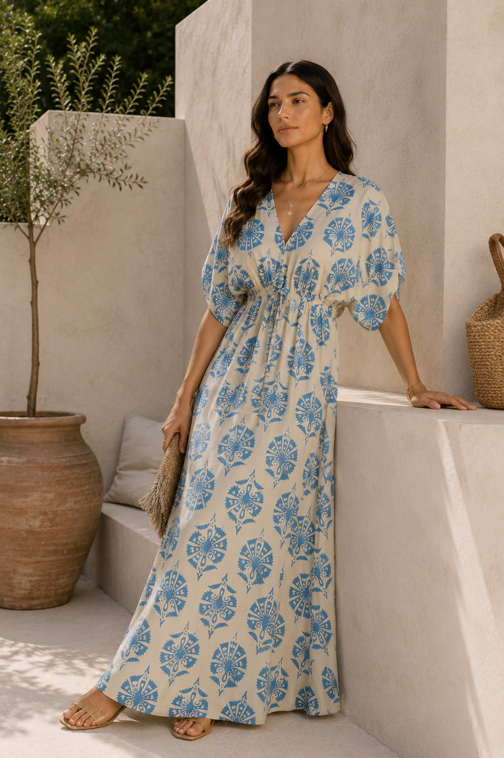Amalfi Blue Print Maxi Dress
