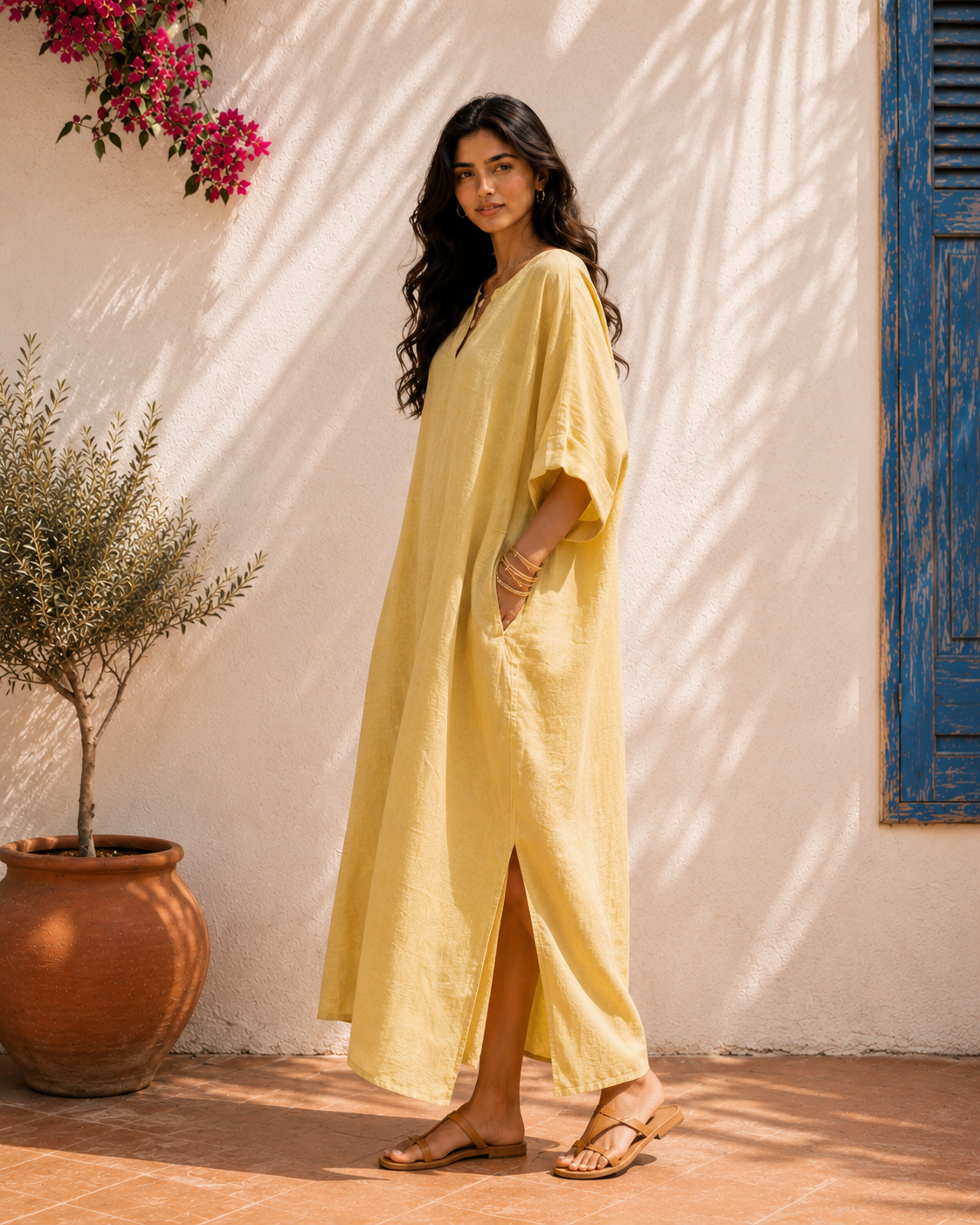 Aahista Butter Kaftan Dress