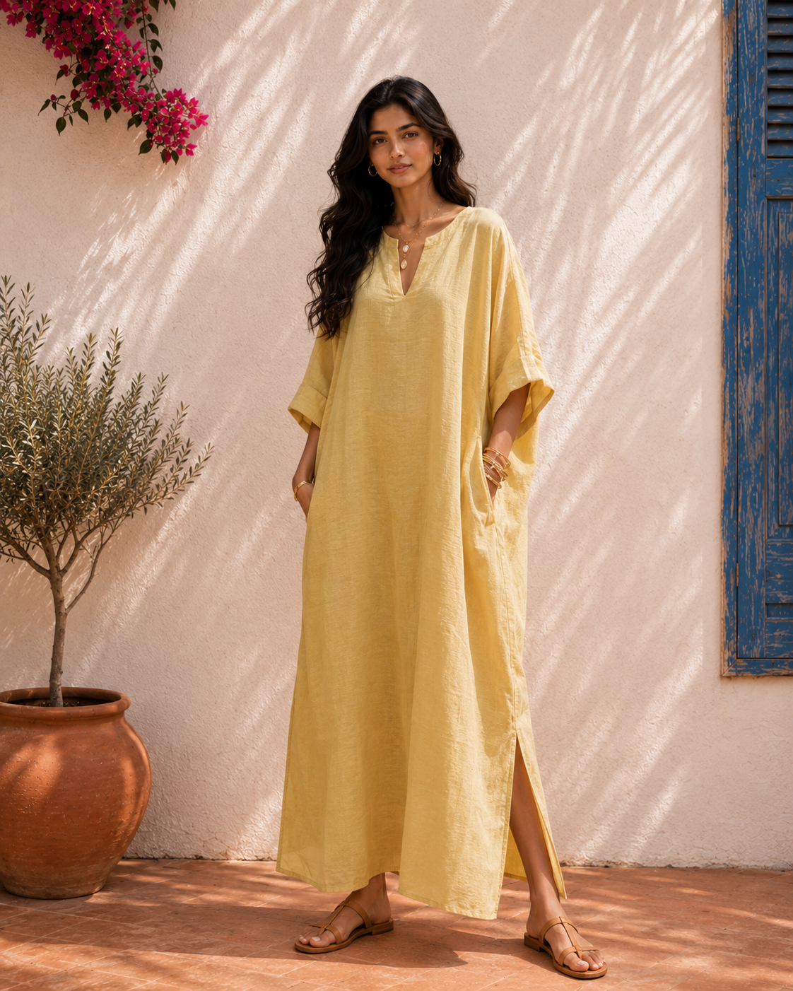 Aahista Butter Kaftan Dress