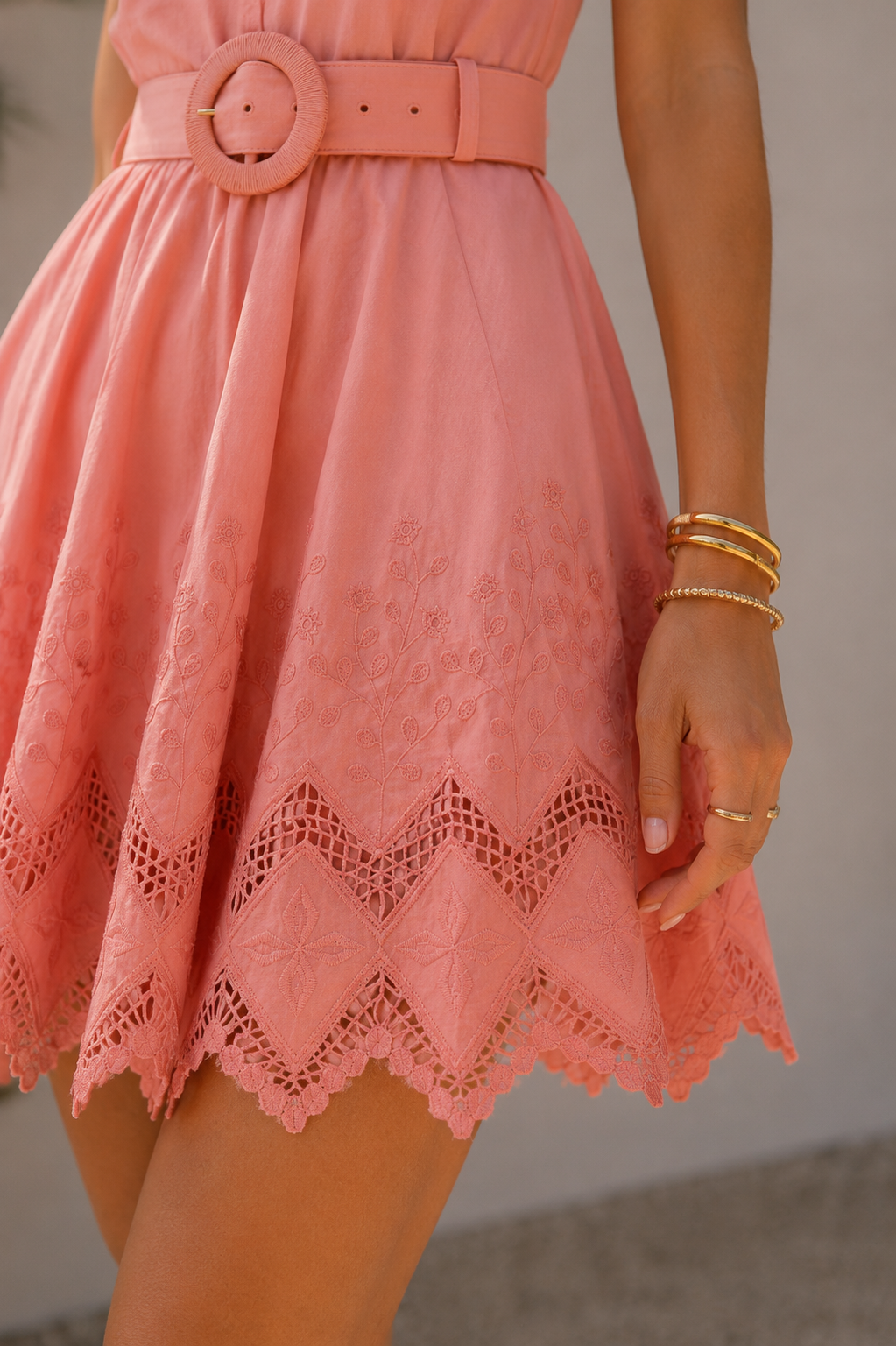 Amalfi Coral Pink Belted Short Dress