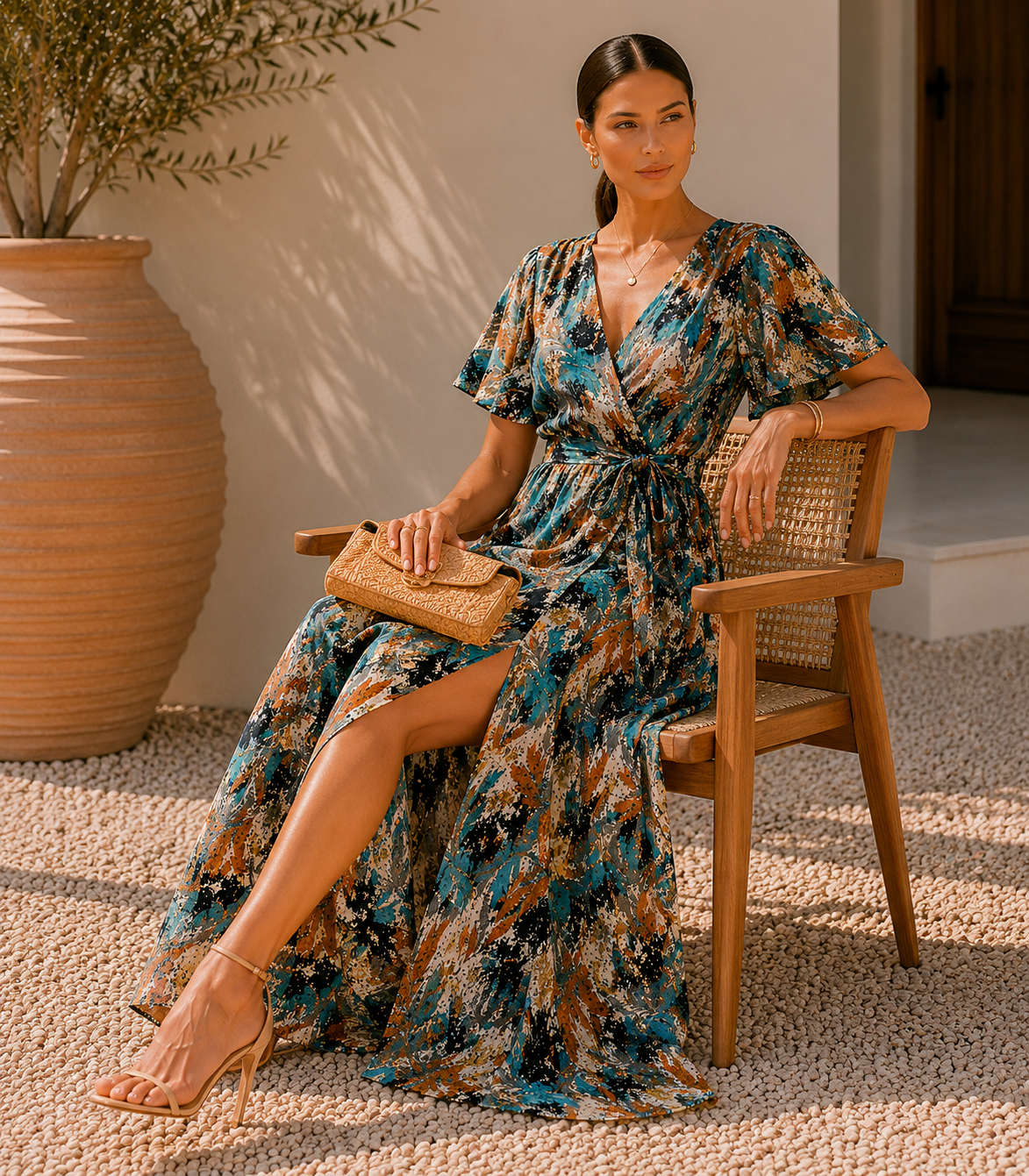 Amalfi Forest Flared Maxi Dress