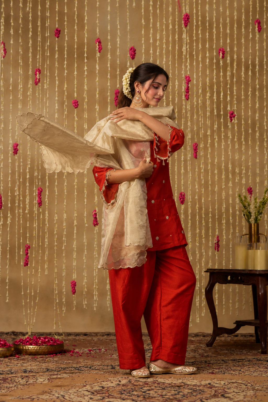 Jhoom Rust Orange Farshi Set
