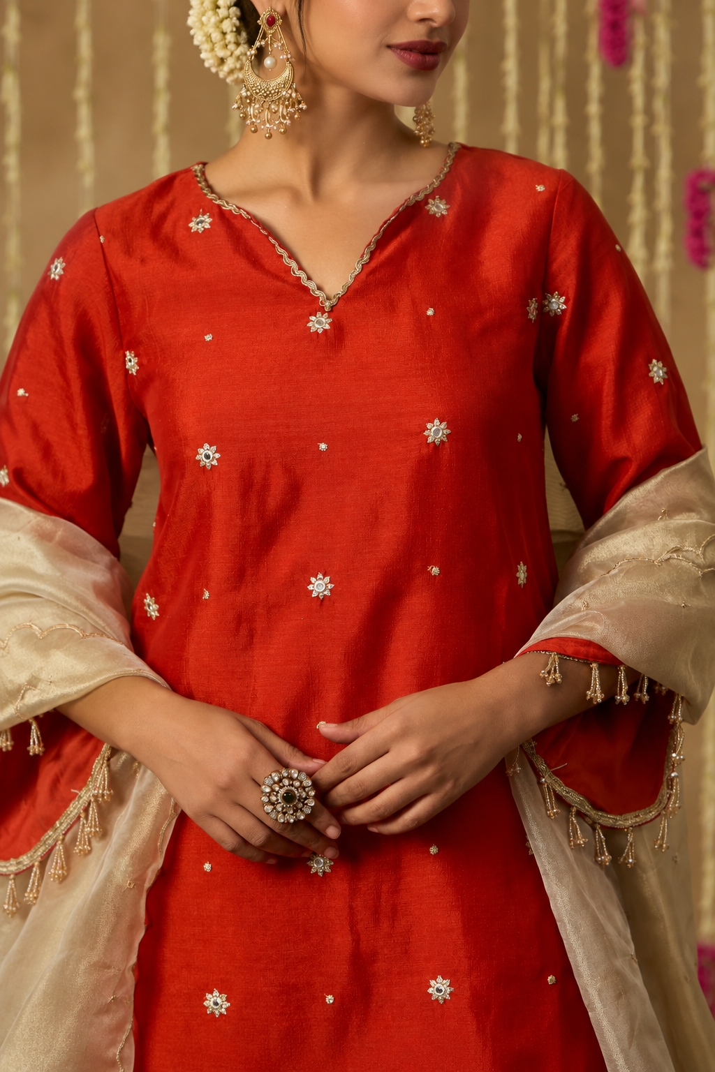 Jhoom Rust Orange Farshi Set