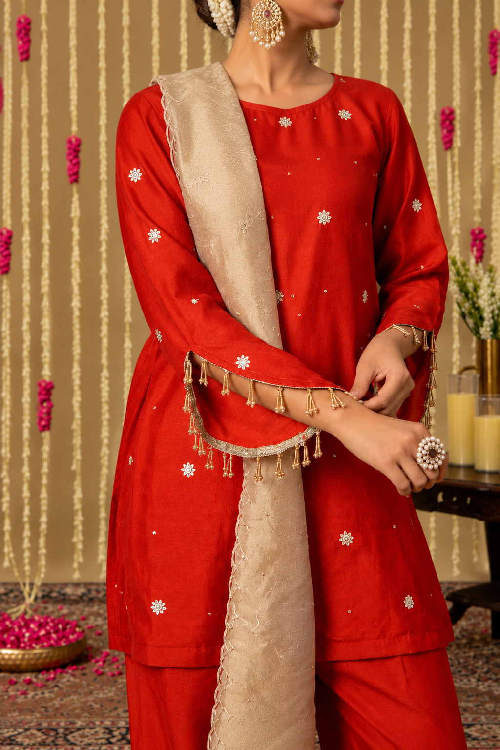 Jhoom Rust Orange Farshi Set