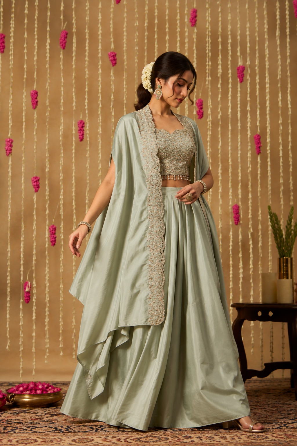 Jhoom Dusty Mint Drape Set