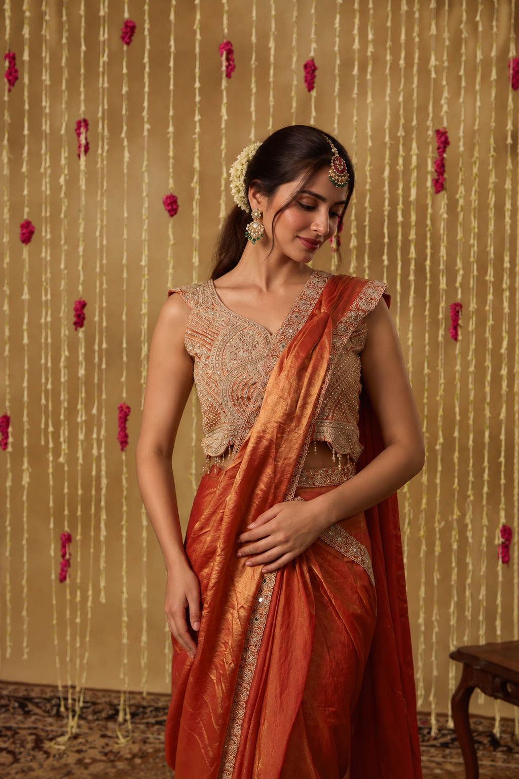 Jhoom Amber Mirror Saree Set