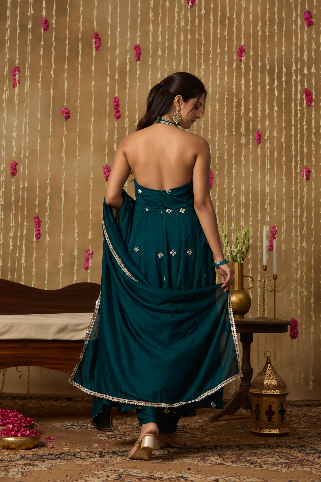 Jhoom Emerald Halter Anarkali Set