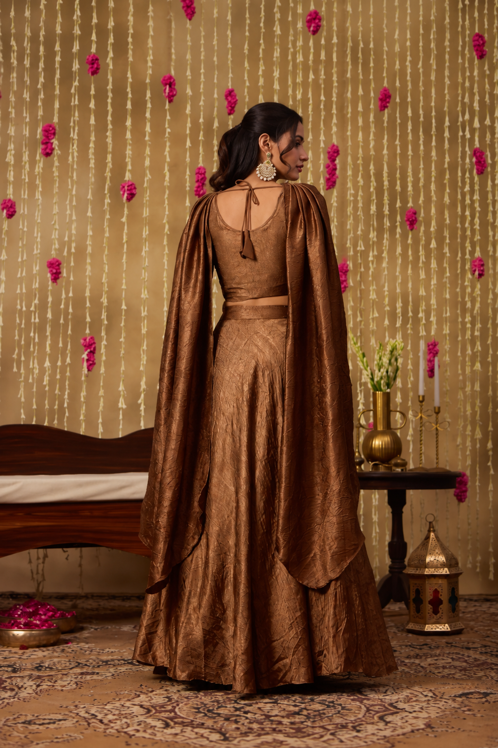 Jhoom Bronze Embroidered Lehenga Set