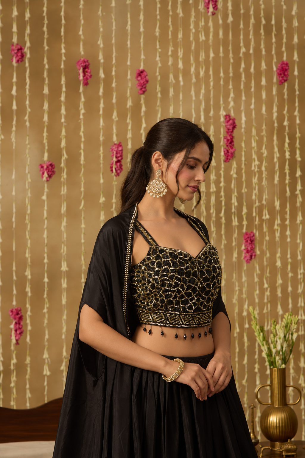 Jhoom Midnight Sequin Cape Set