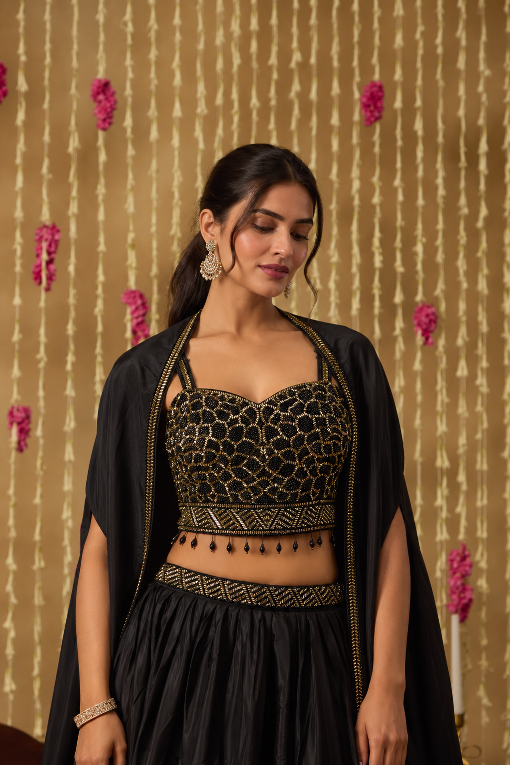 Jhoom Midnight Sequin Cape Set