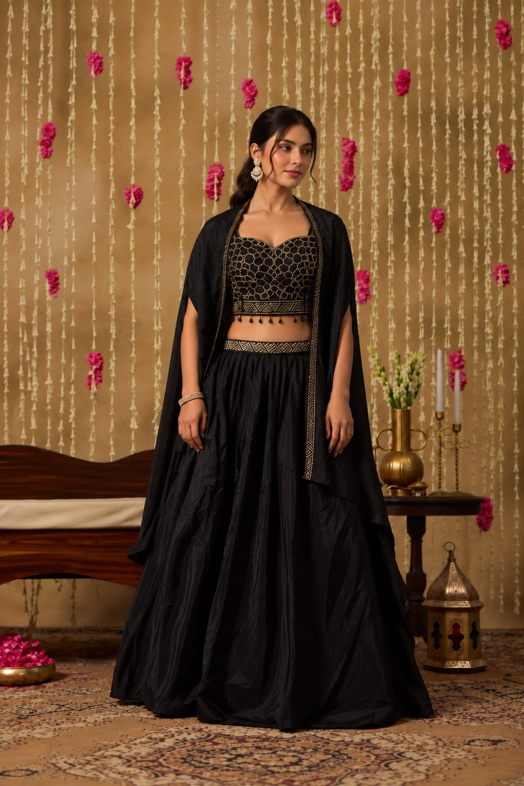 Jhoom Midnight Sequin Cape Set