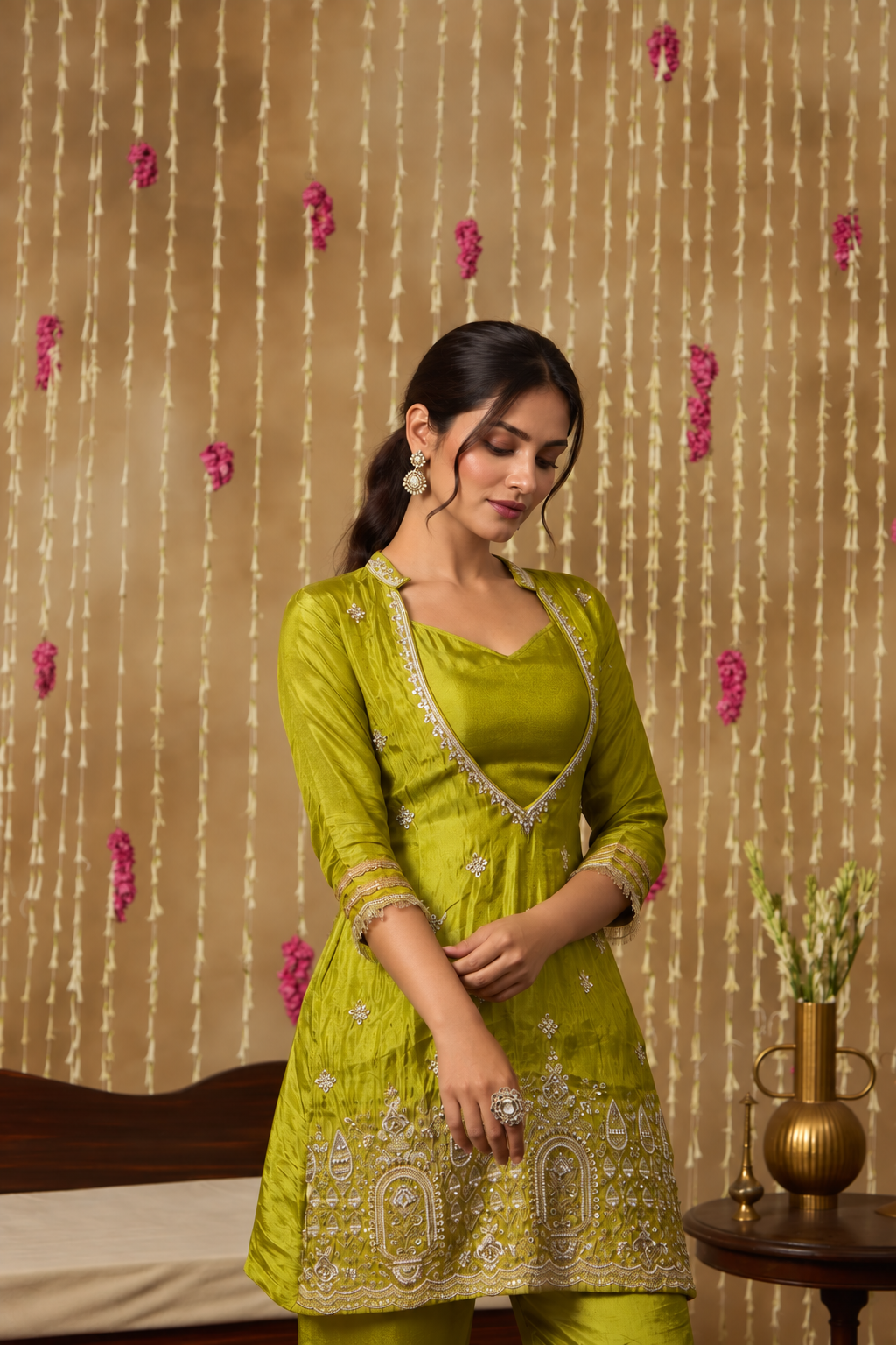 Jhoom Lime Embroidered Kurta Set