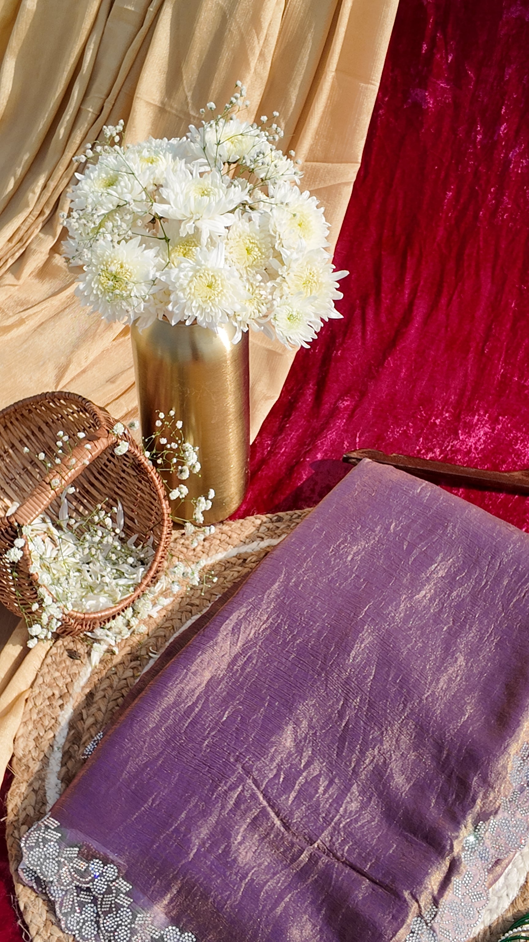 Alaya Rozana Berry Shimmer Unstitched Saree