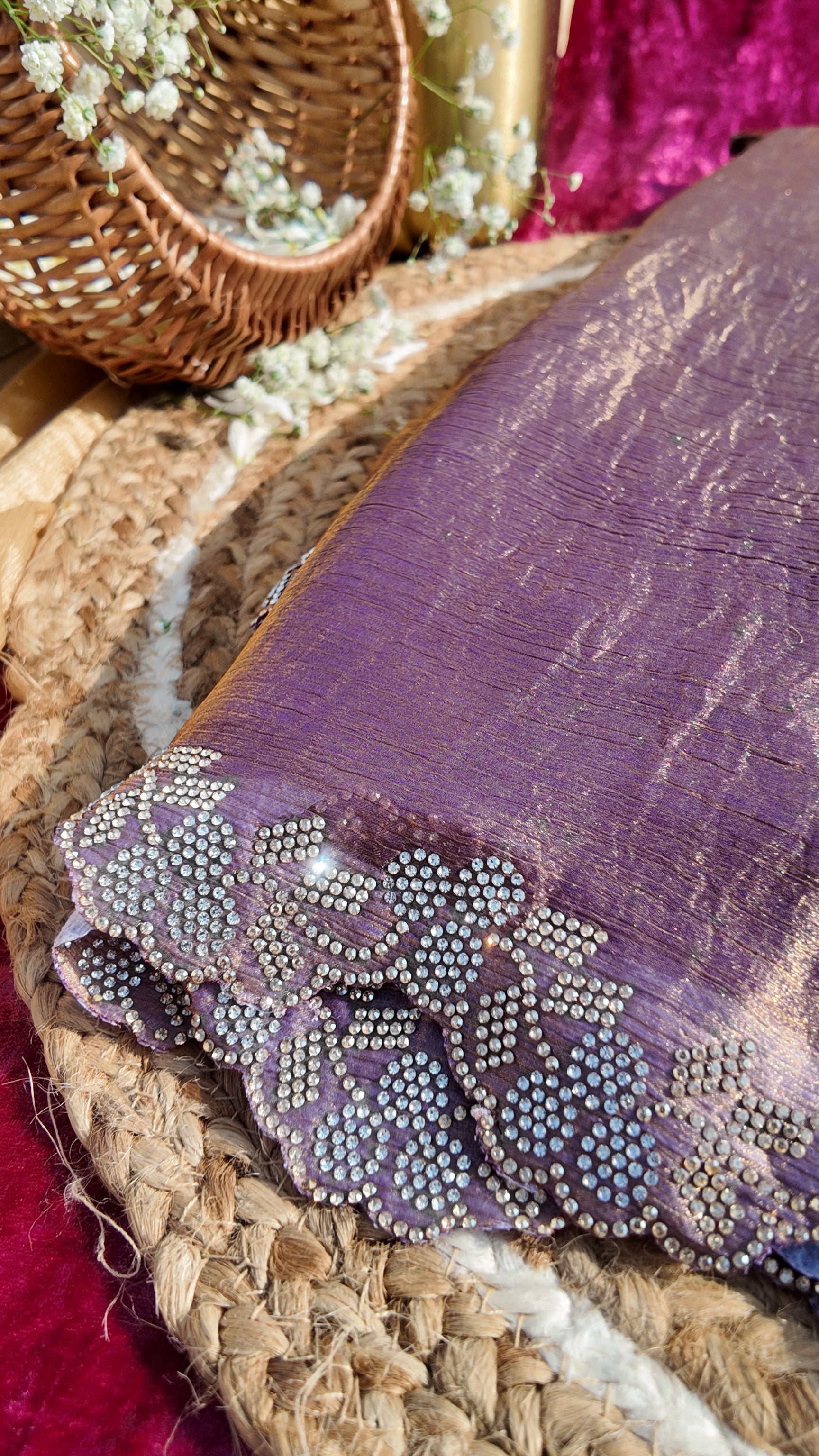 Alaya Rozana Berry Shimmer Unstitched Saree