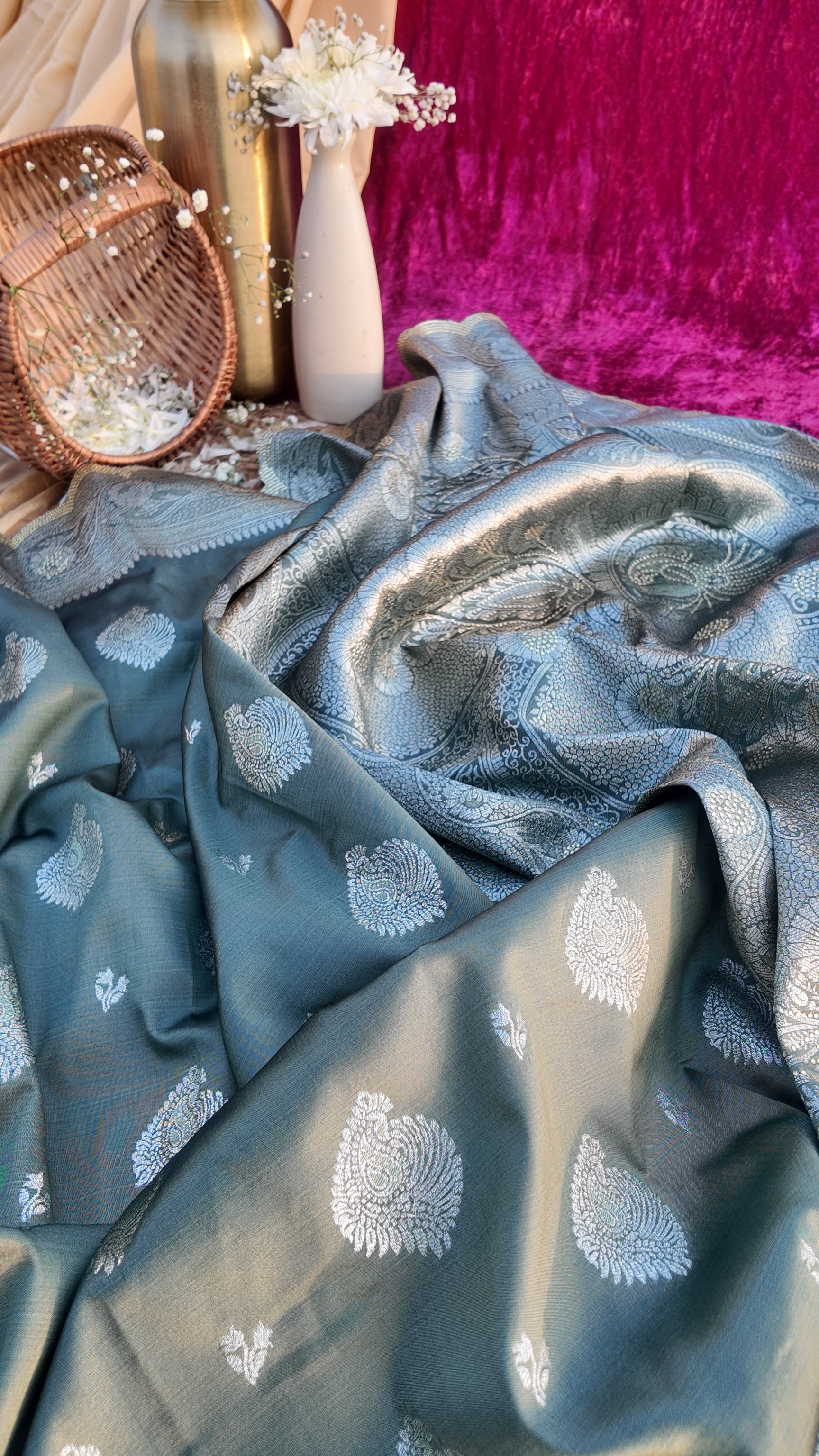 Alaya Rozana Green Lush Unstitched Saree