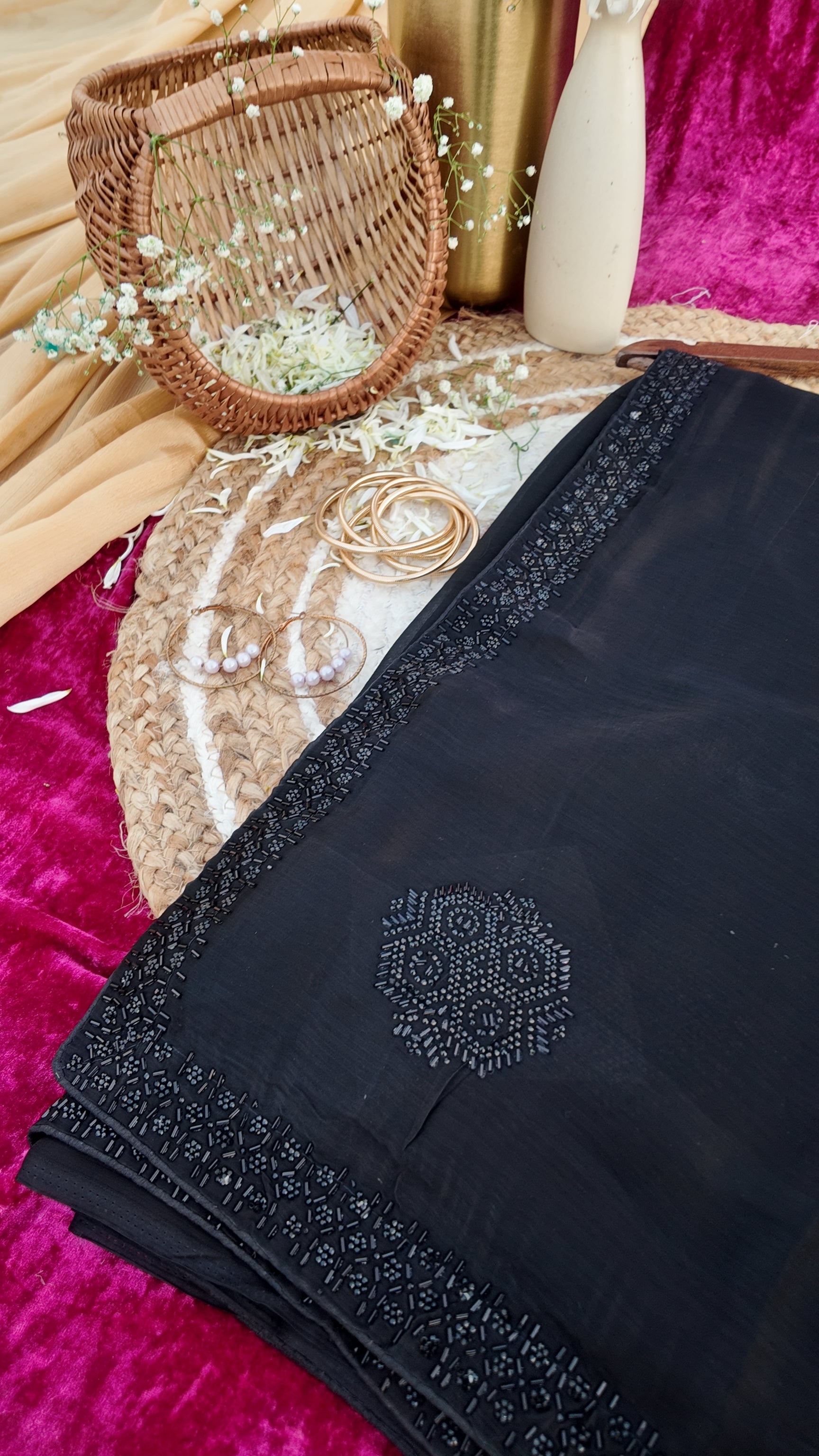 Alaya Rozana Black Roohi Unstitched Saree