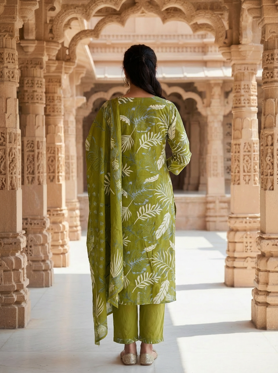 Alaya Select Olive Cotton Kurta Set