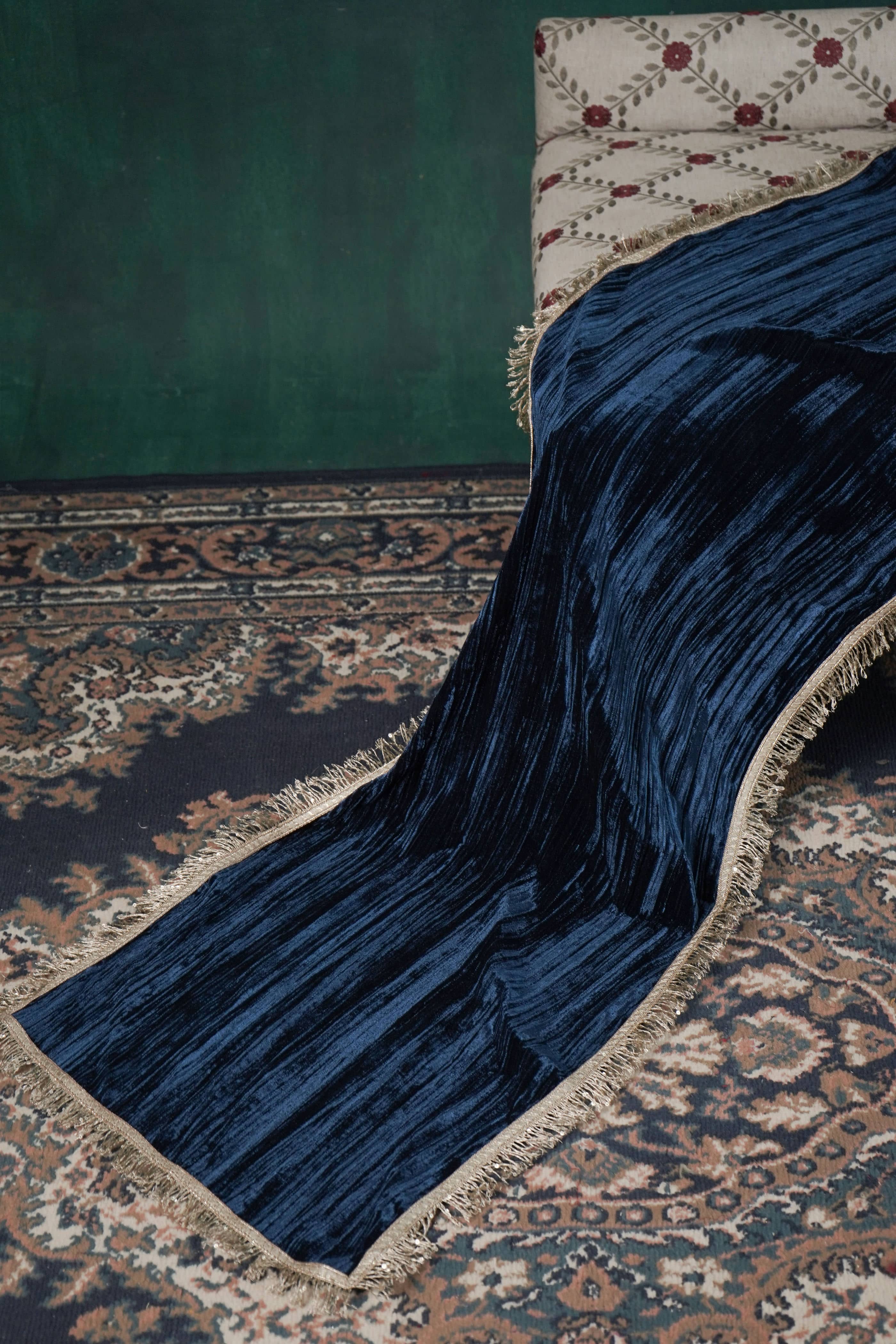 Rutba Navy Velvet Half Dupatta