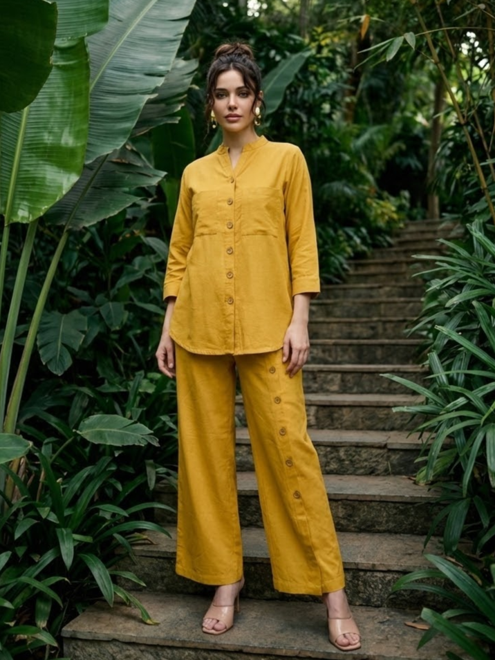 Alaya Select Mustard Detailed Co-ord Set