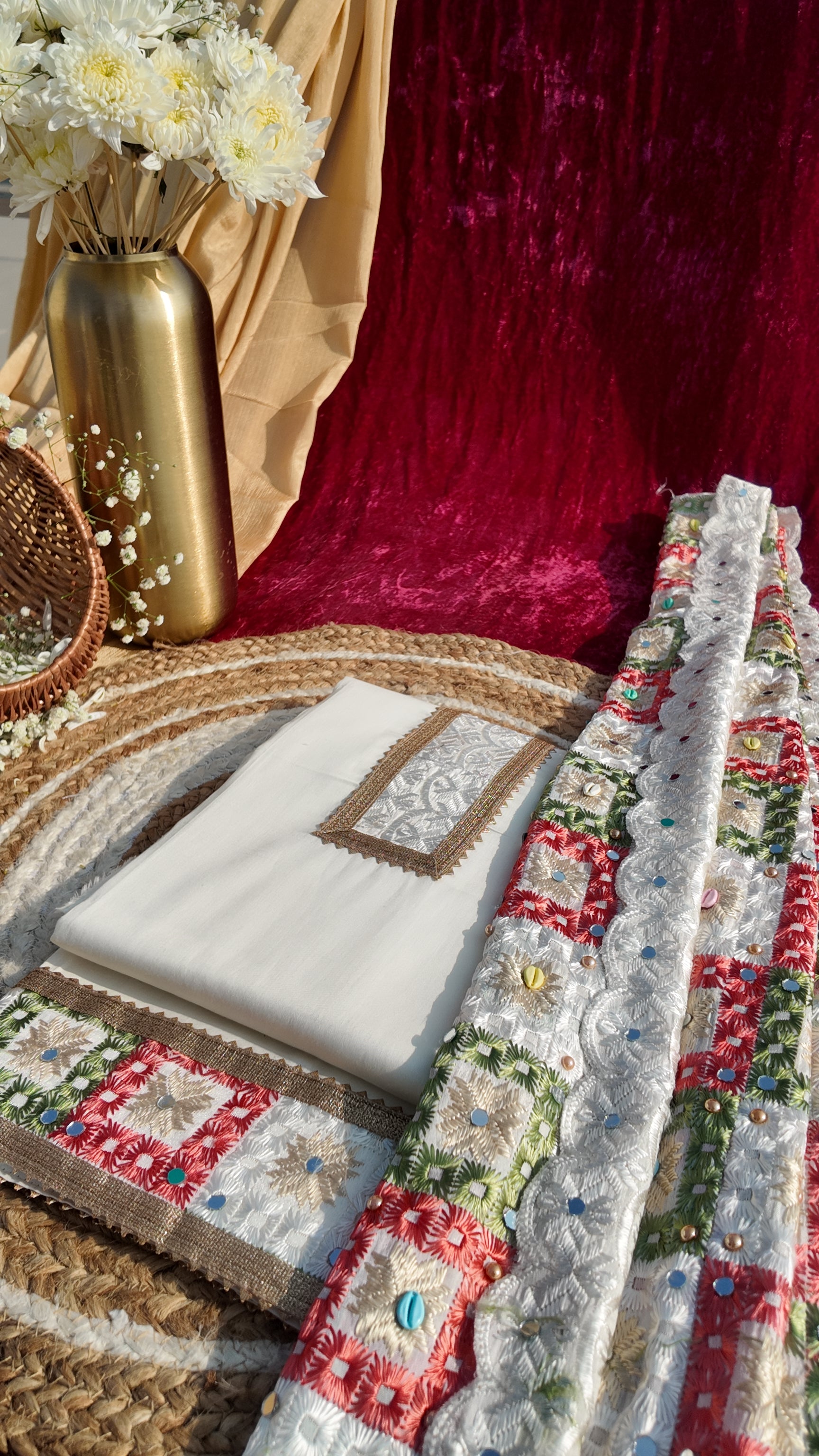 Alaya Rozana Ivory Riwayat Unstitched Suit Set