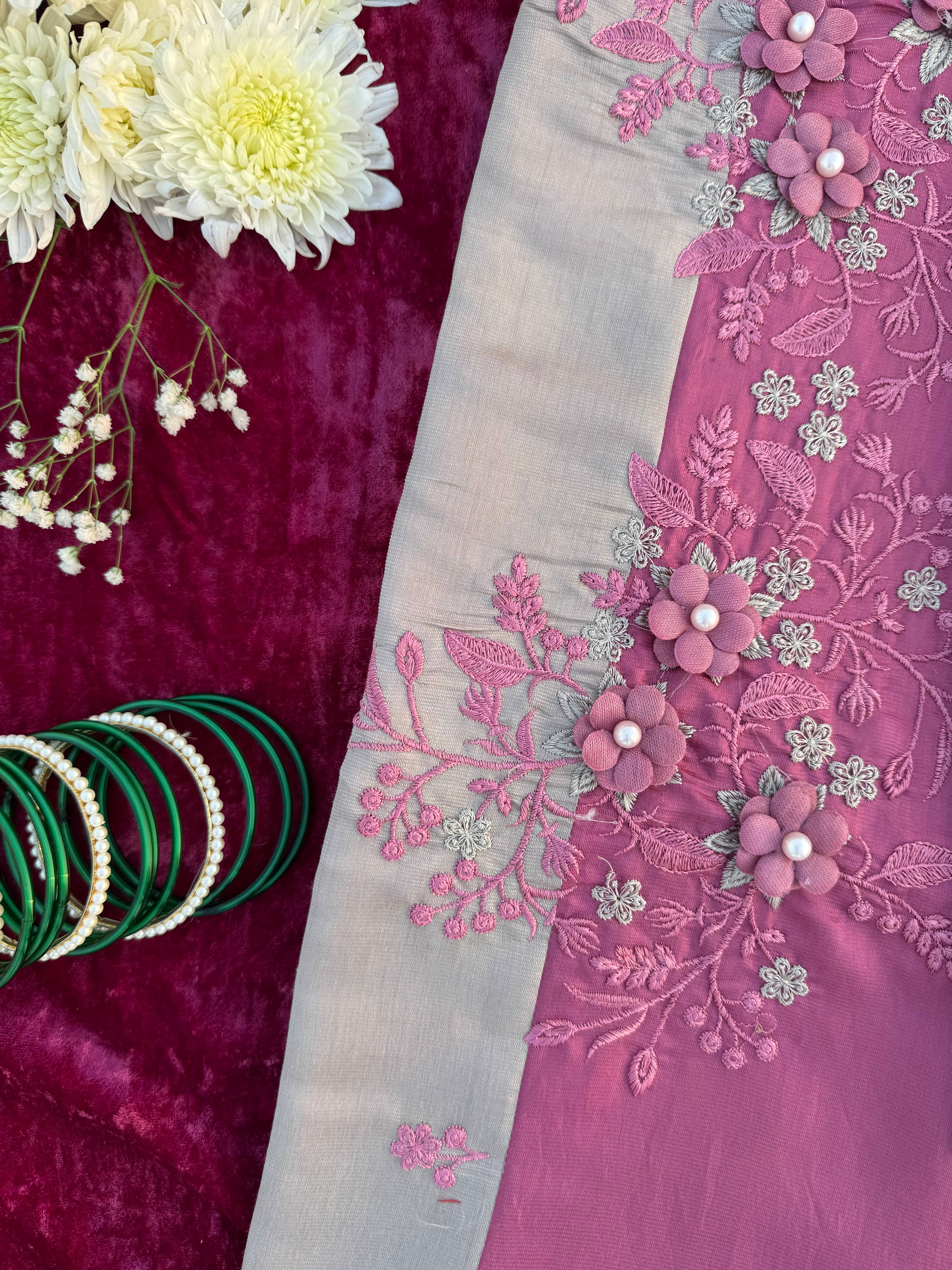 Alaya Rozana Pink Nazakat Unstitched Suit Set