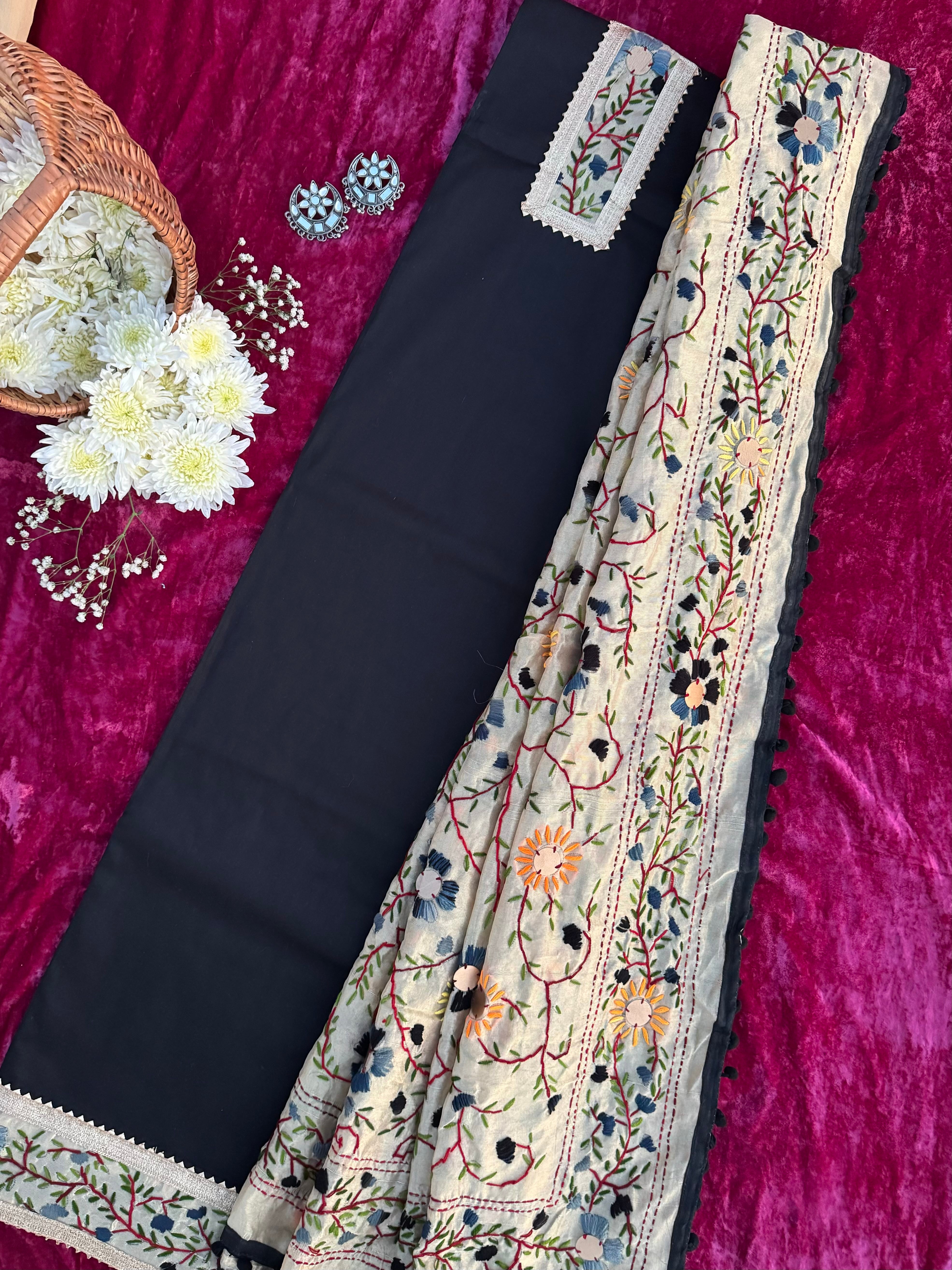 Alaya Rozana Black Siyahi Unstitched Suit Set