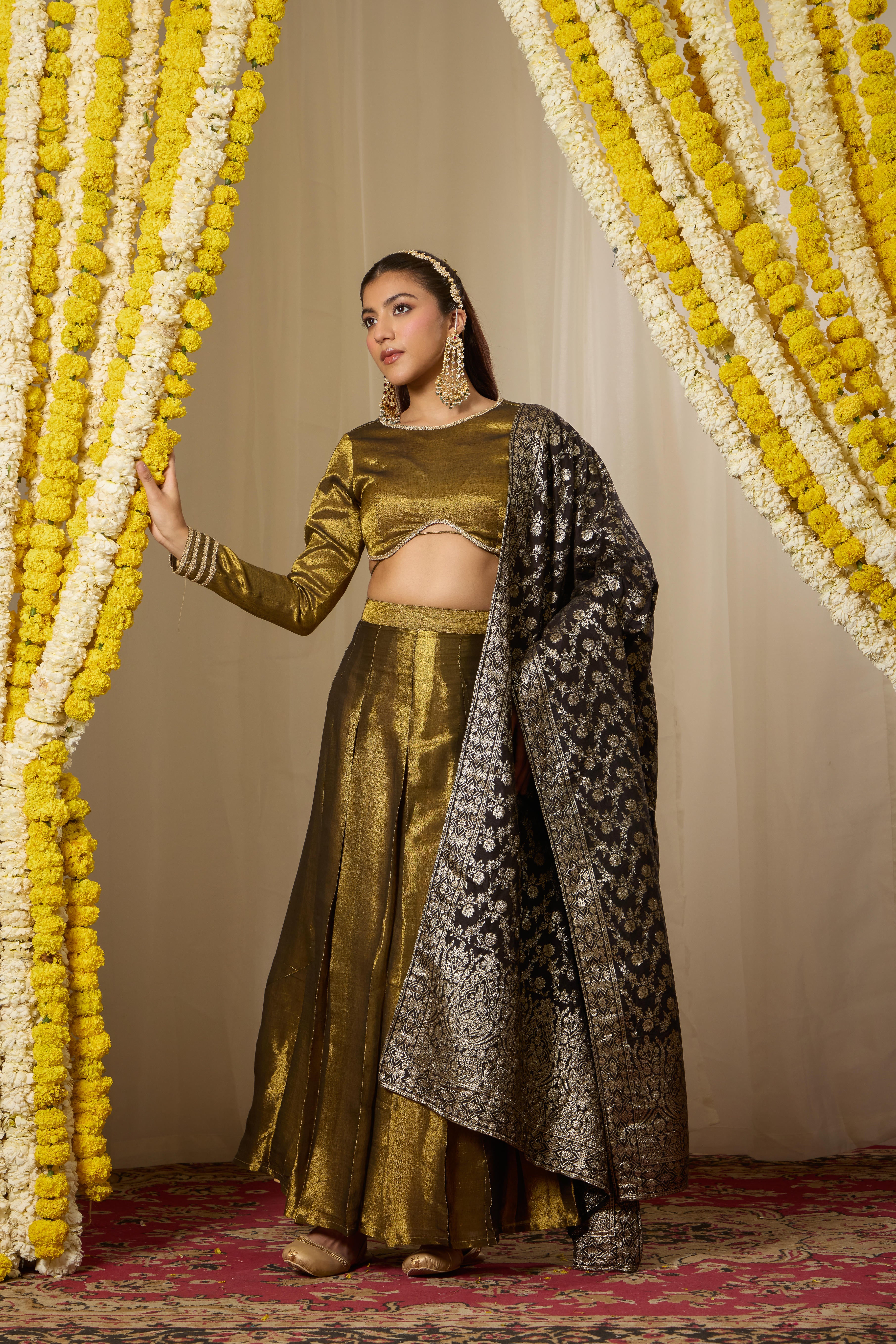 Malang Antique Gold Lehenga Set