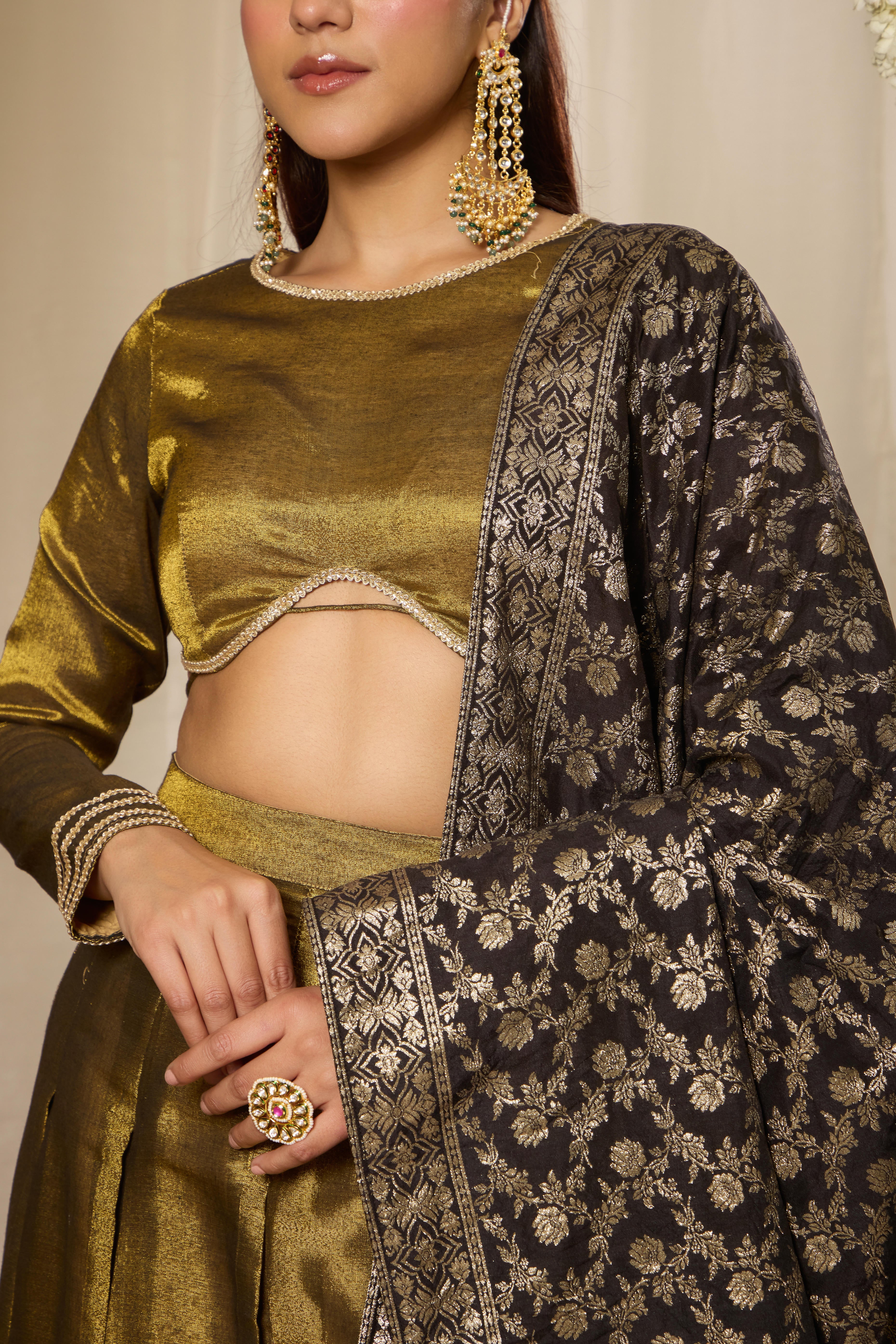 Malang Antique Gold Lehenga Set