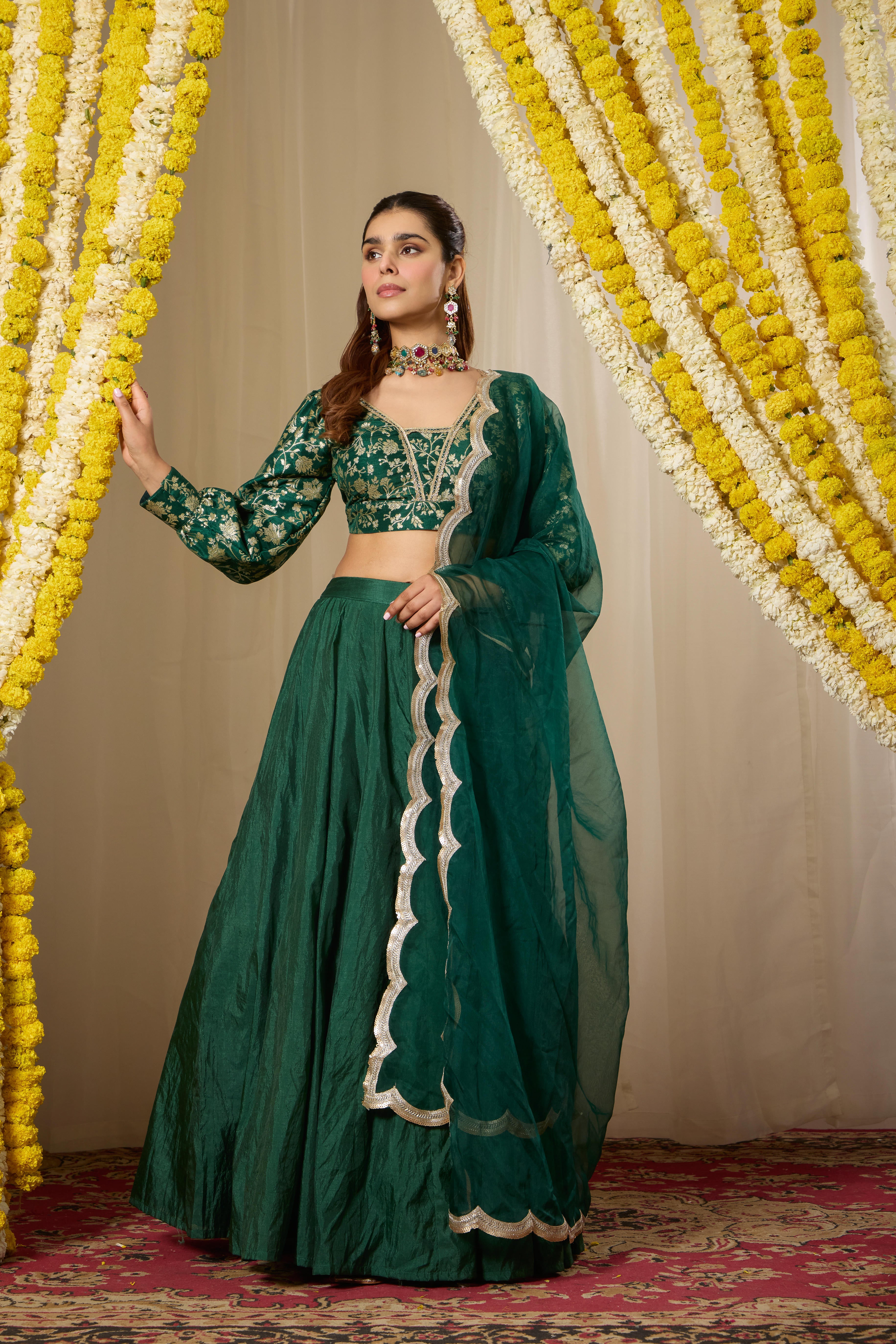 Malang Deep Emerald Lehenga Set