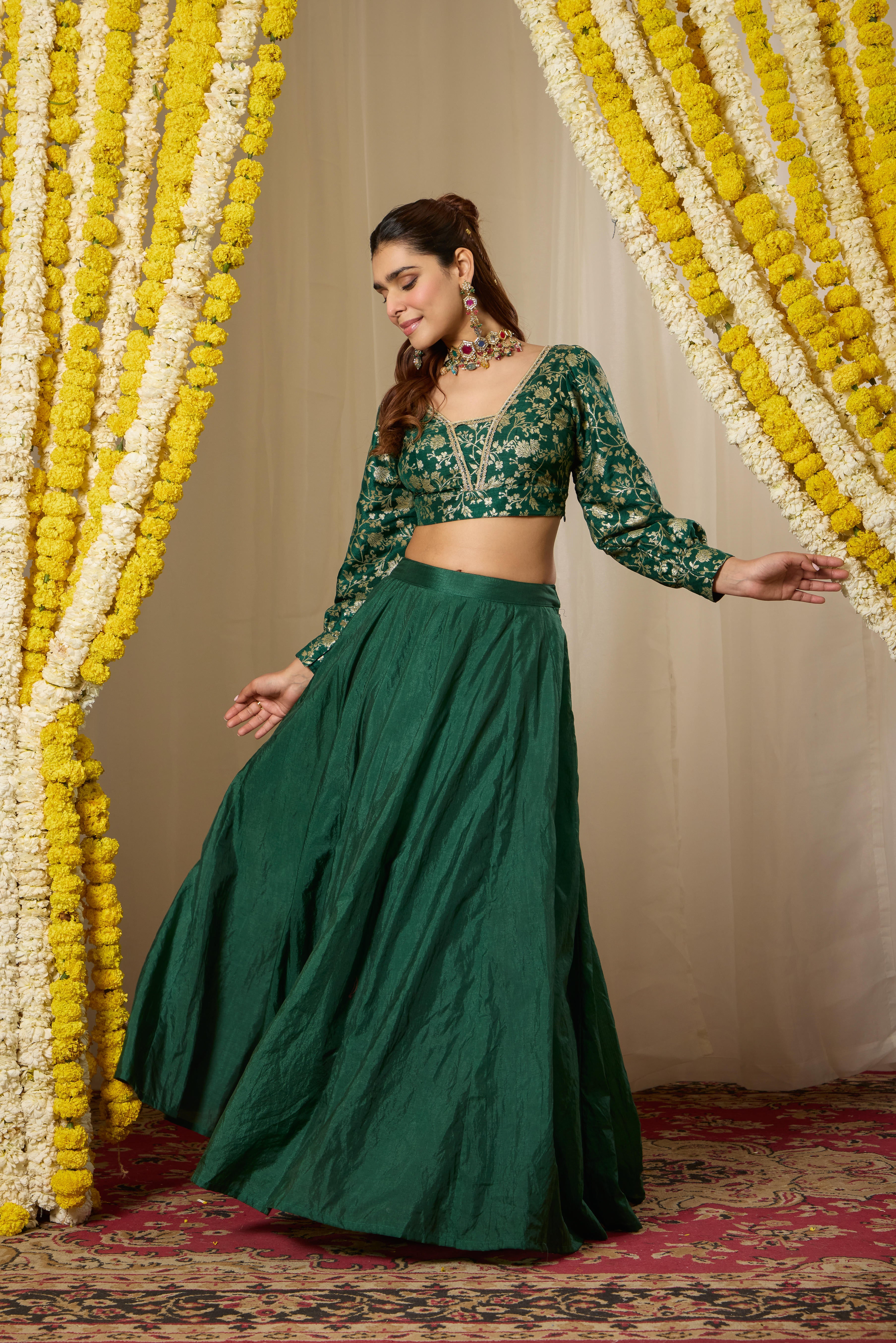 Malang Deep Emerald Lehenga Set