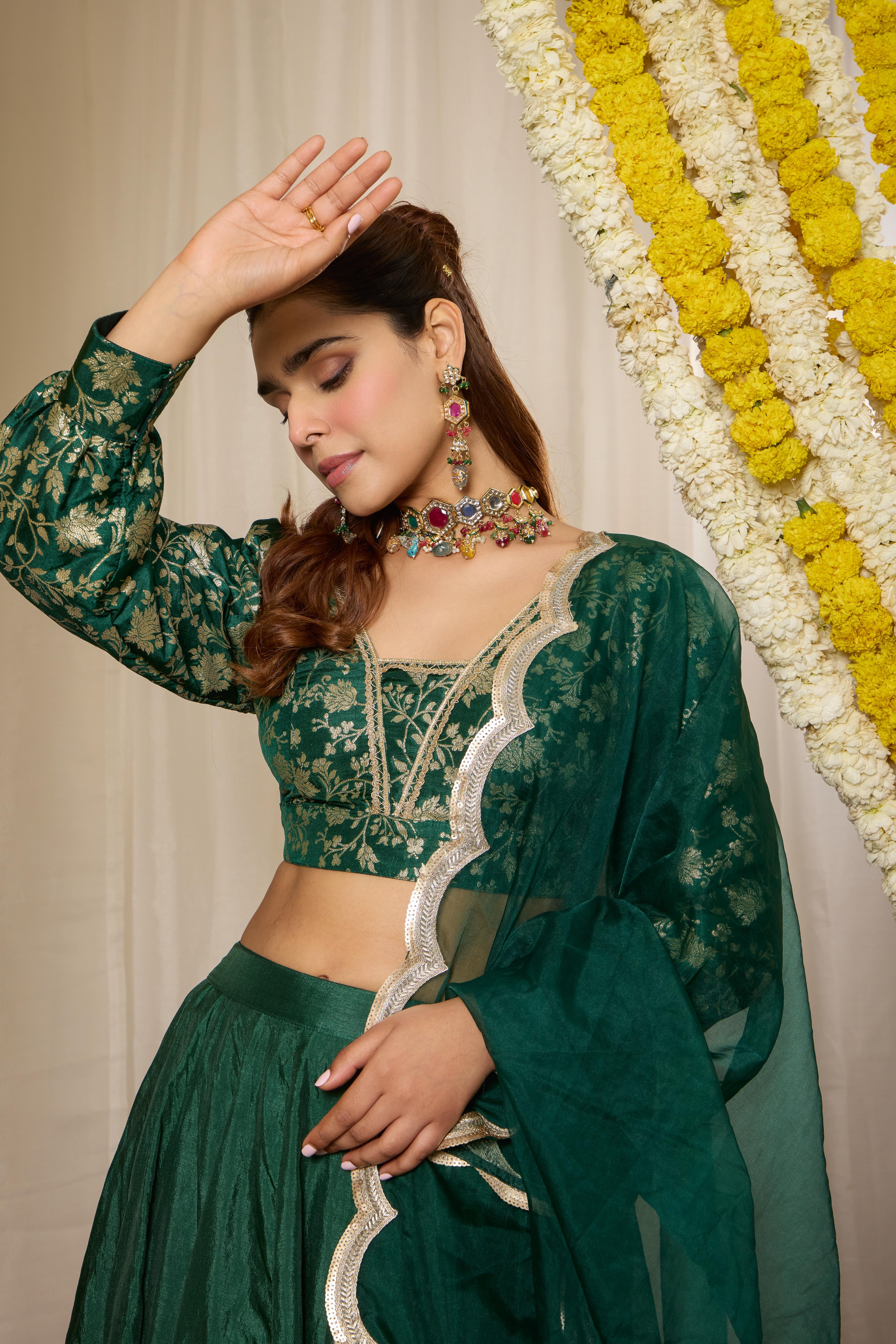 Malang Deep Emerald Lehenga Set