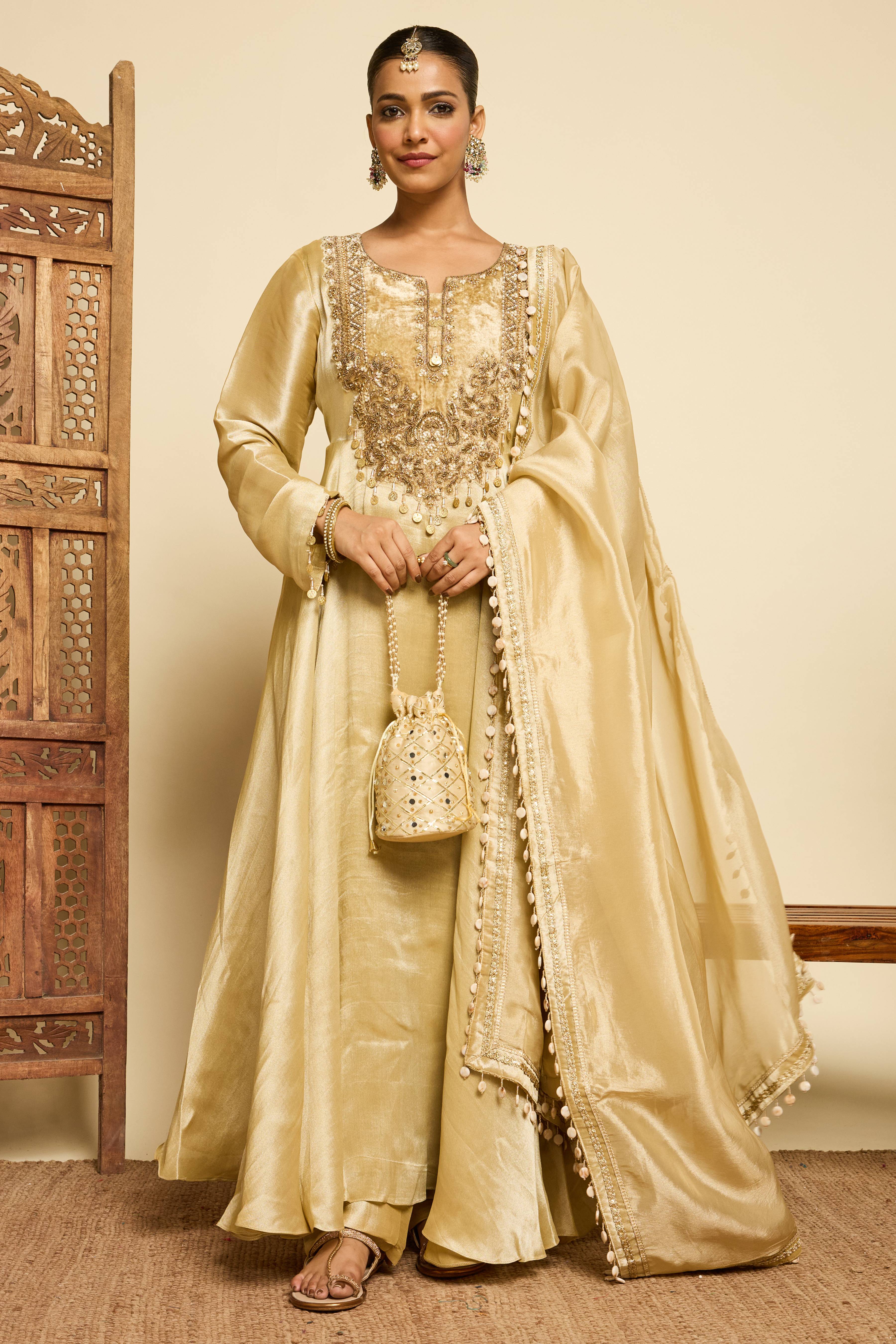 Malang Gold Anarkali Set
