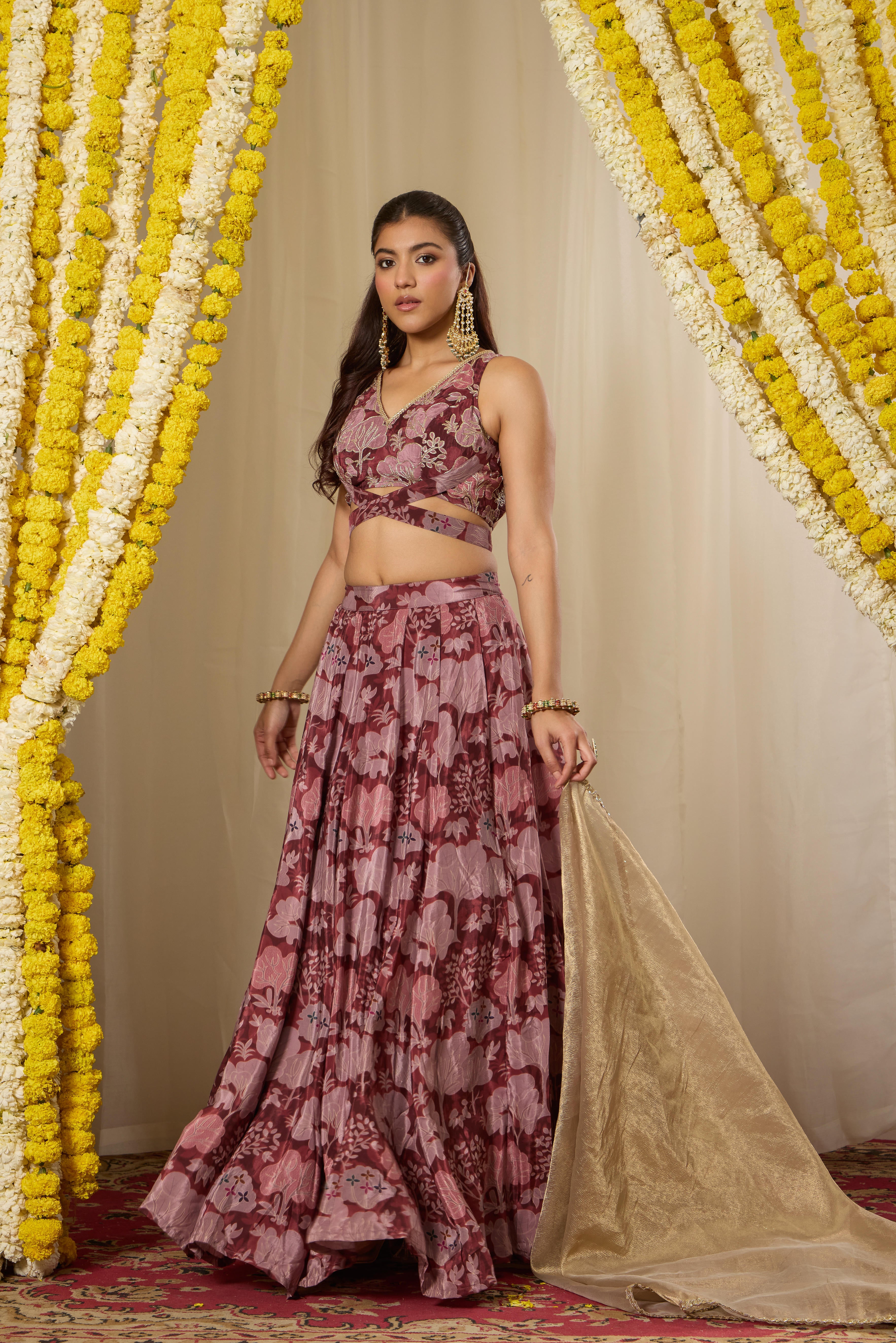 Malang Muted Maroon Lehenga Set