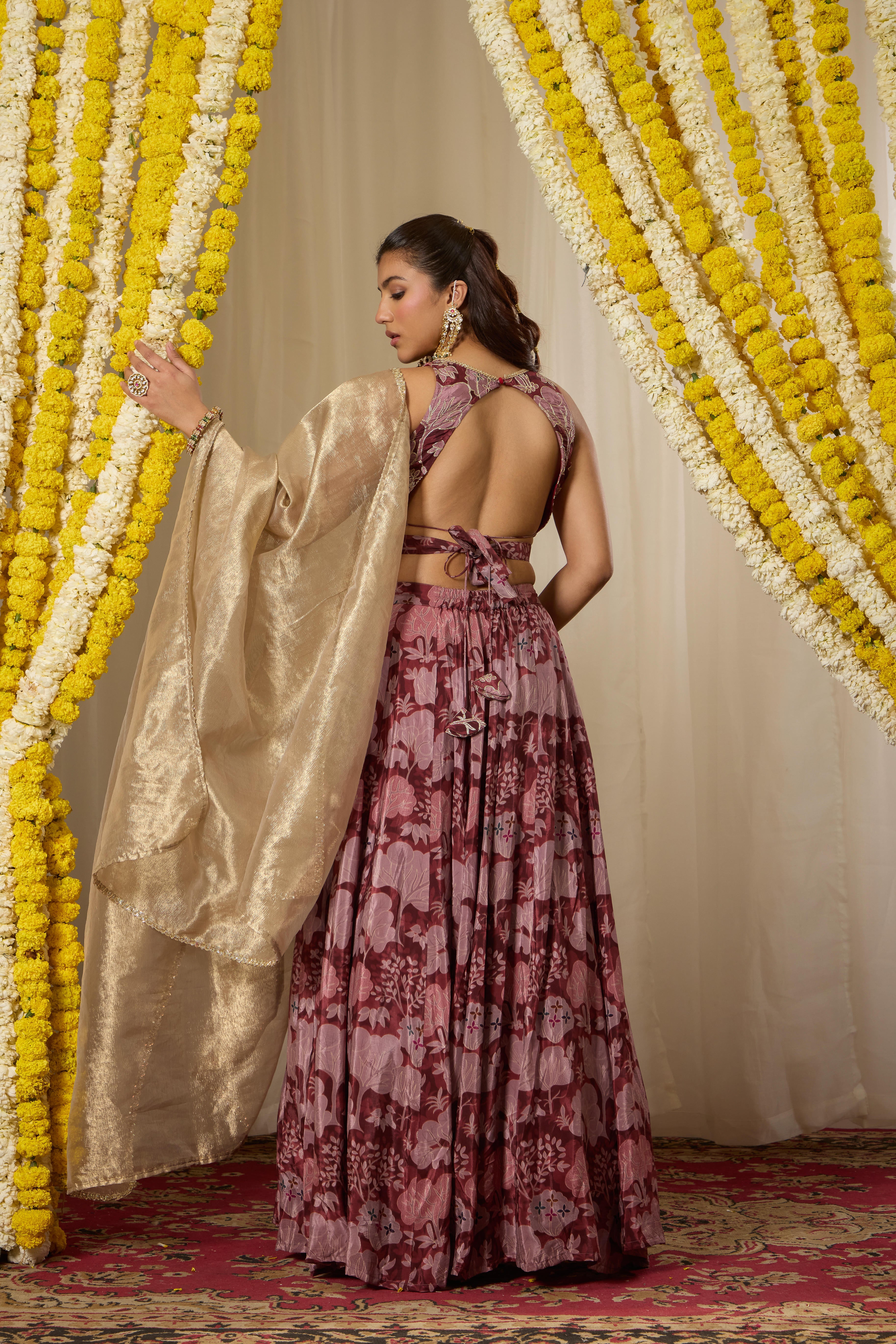 Malang Muted Maroon Lehenga Set