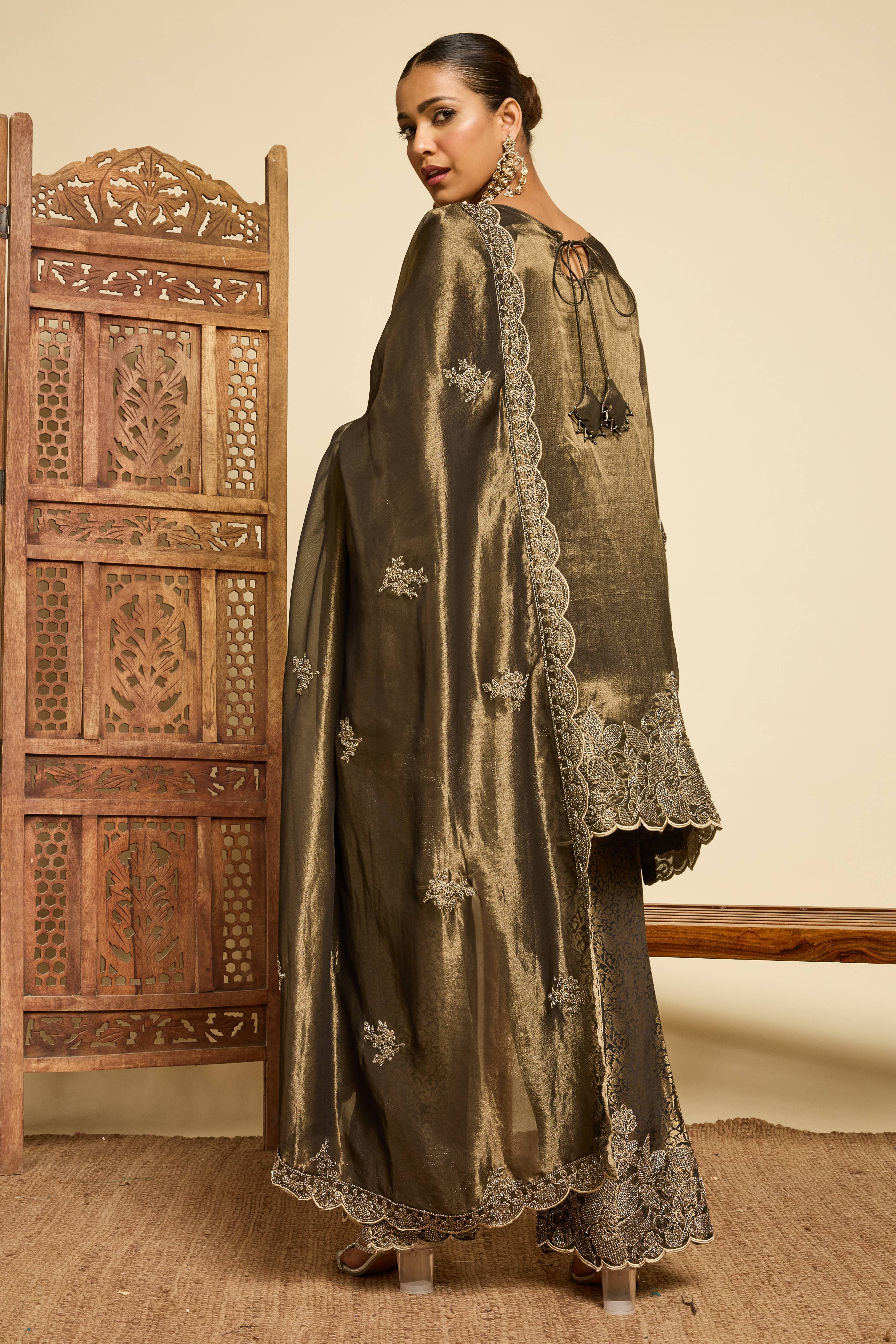 Malang Olive Dusk Sharara Set