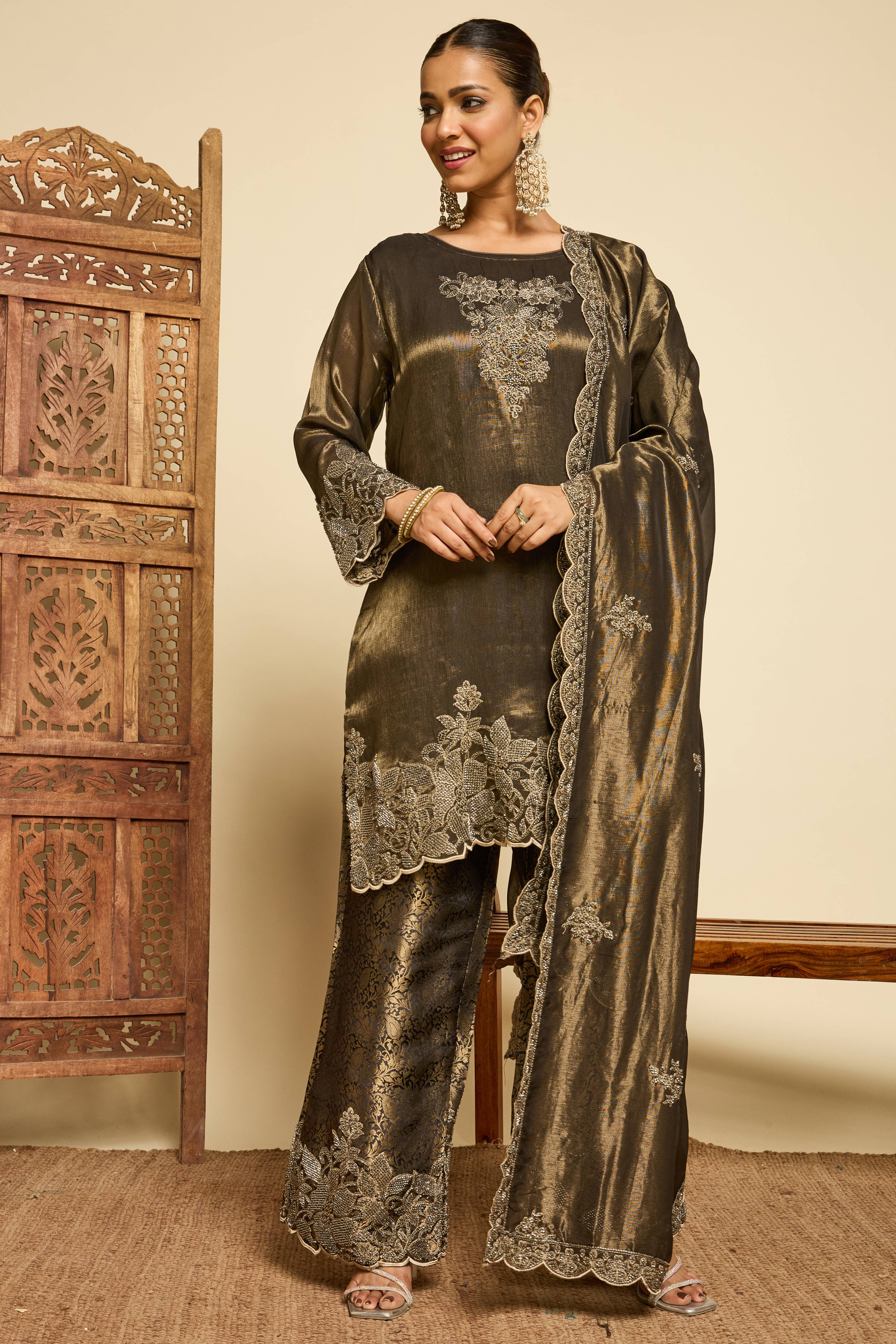 Malang Olive Dusk Sharara Set