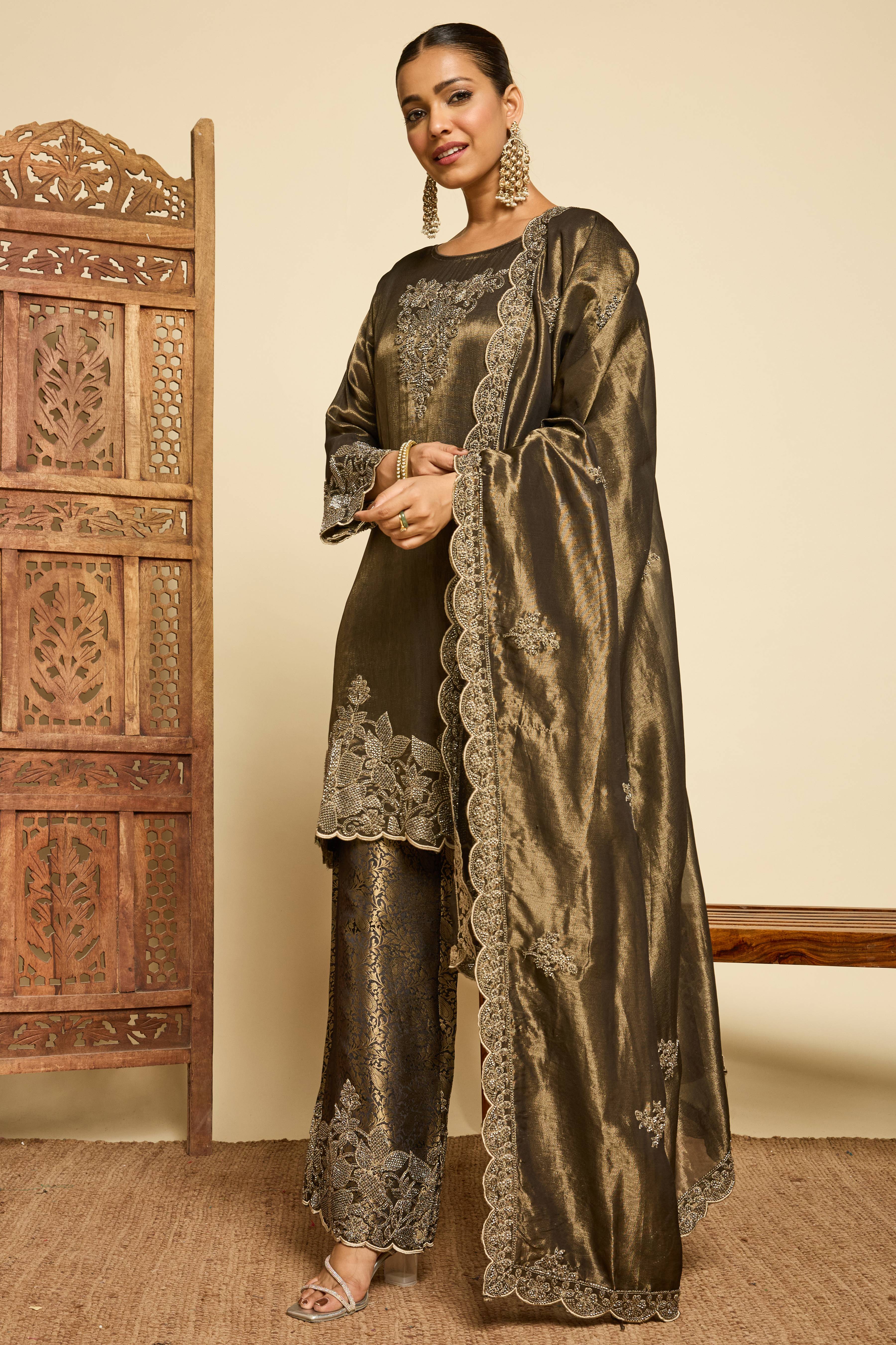 Malang Olive Dusk Sharara Set