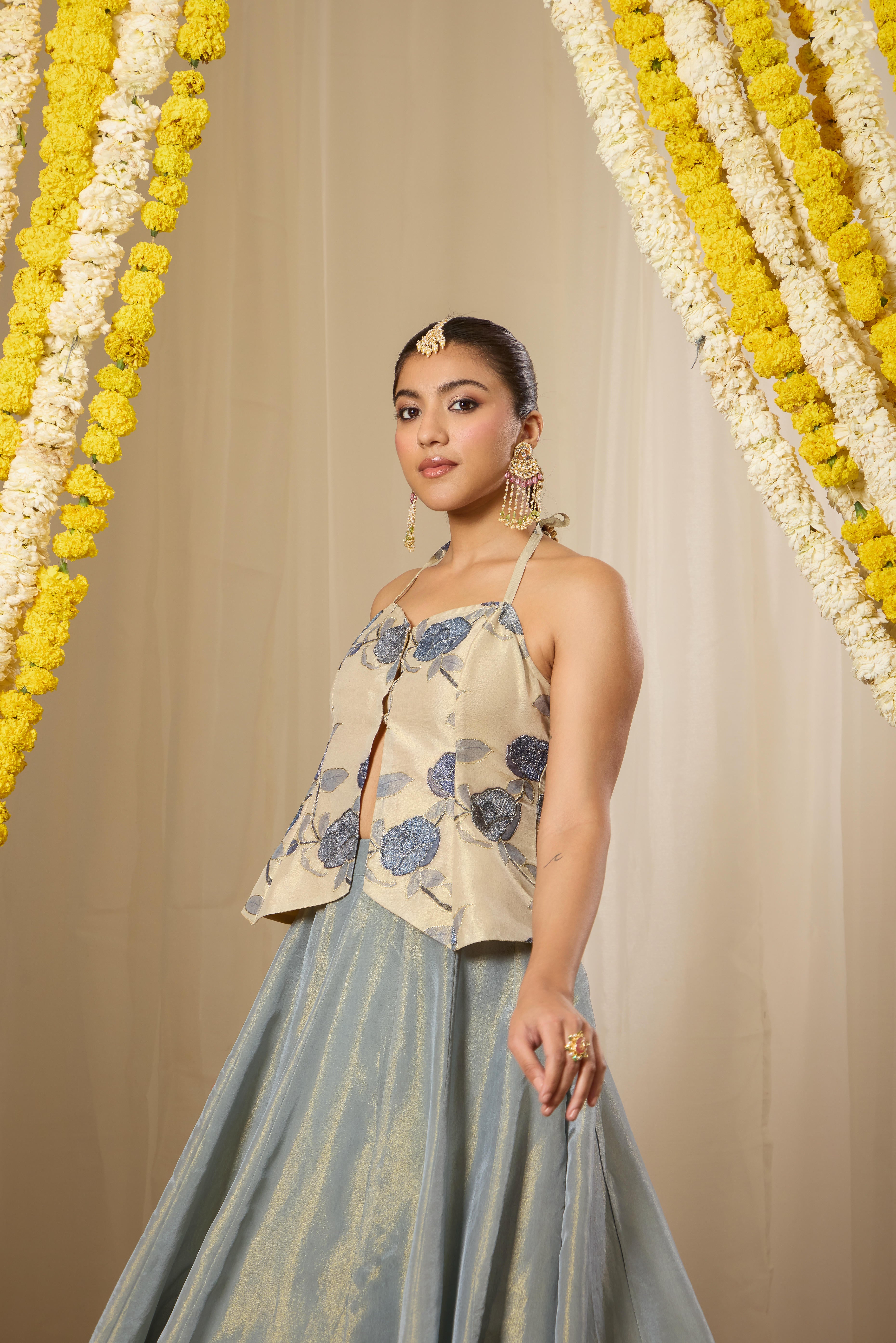 Malang Pearl Blue Lehenga Set