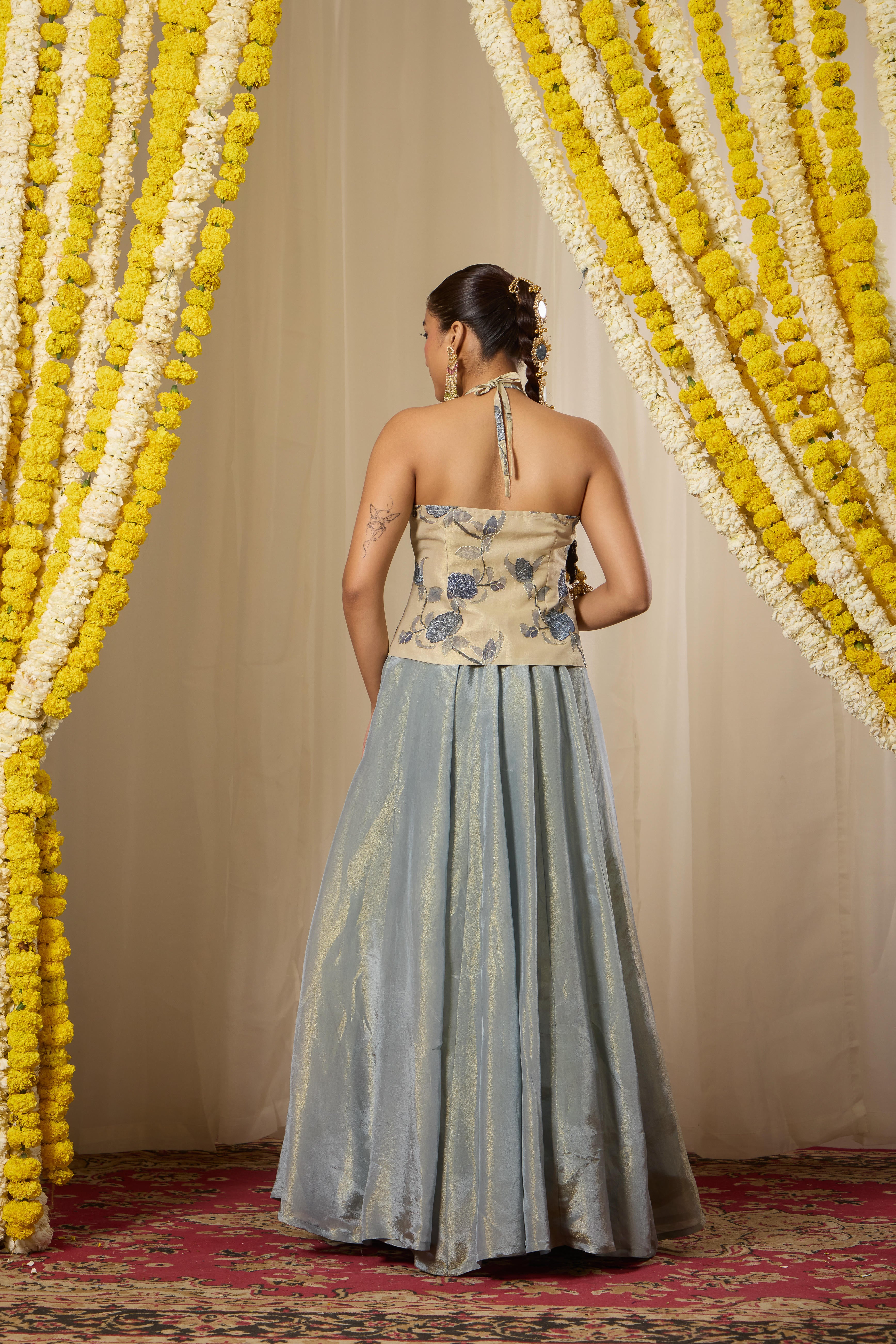 Malang Pearl Blue Lehenga Set