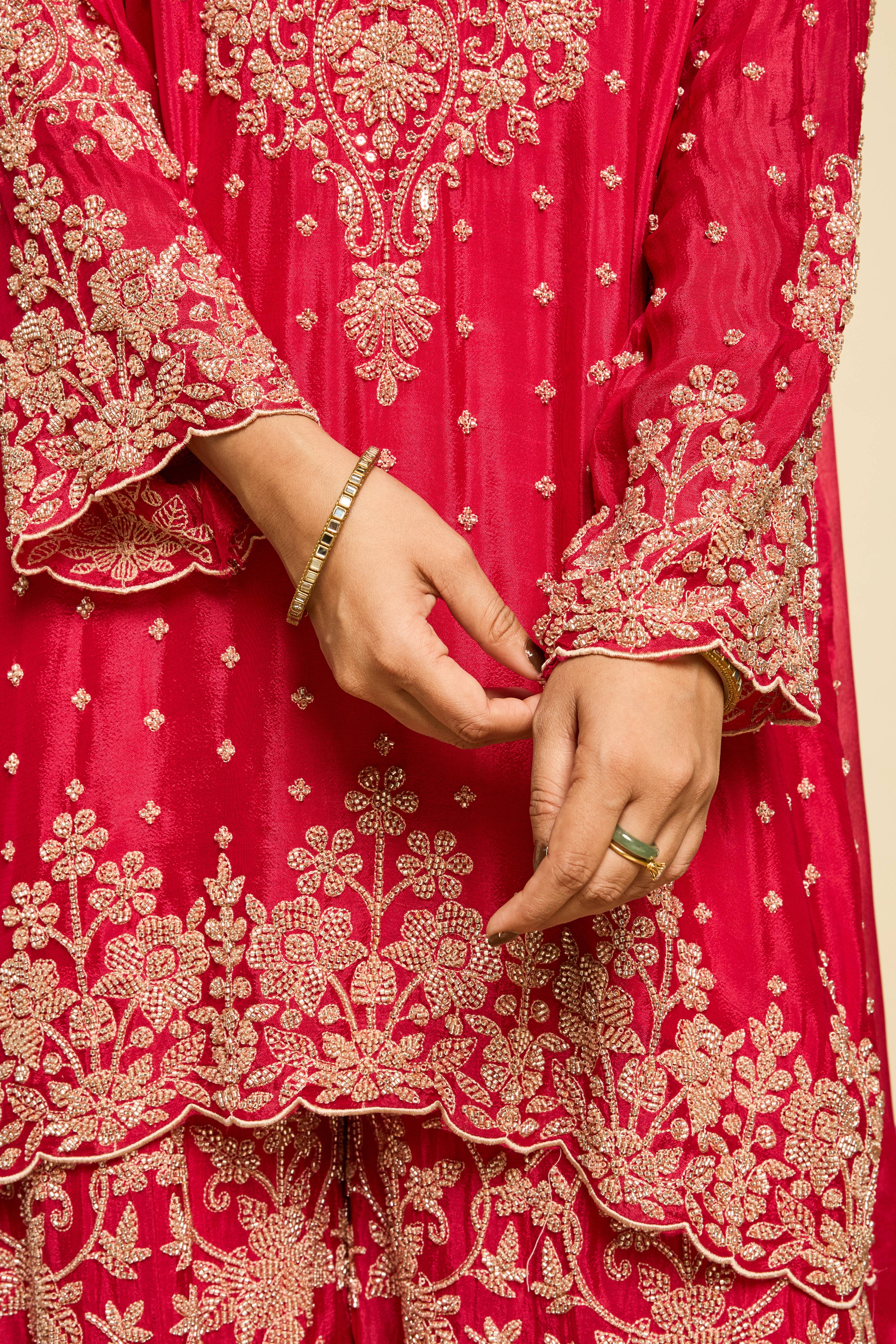 Malang Royal Crimson Sharara Set