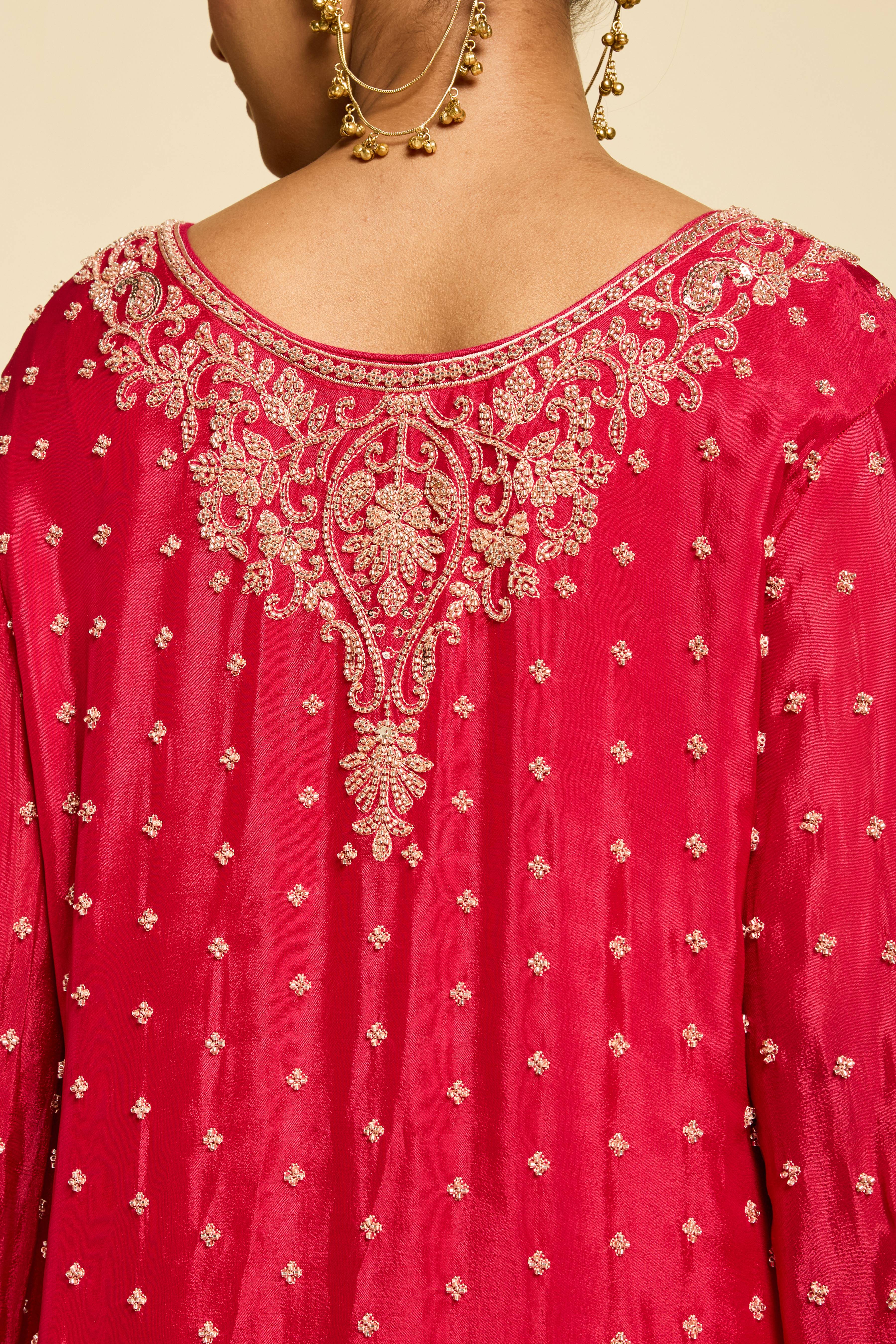 Malang Royal Crimson Sharara Set