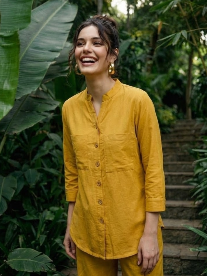 Alaya Select Mustard Detailed Co-ord Set