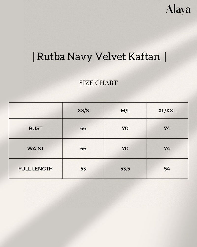 Rutba Navy Velvet Kaftan with Belt